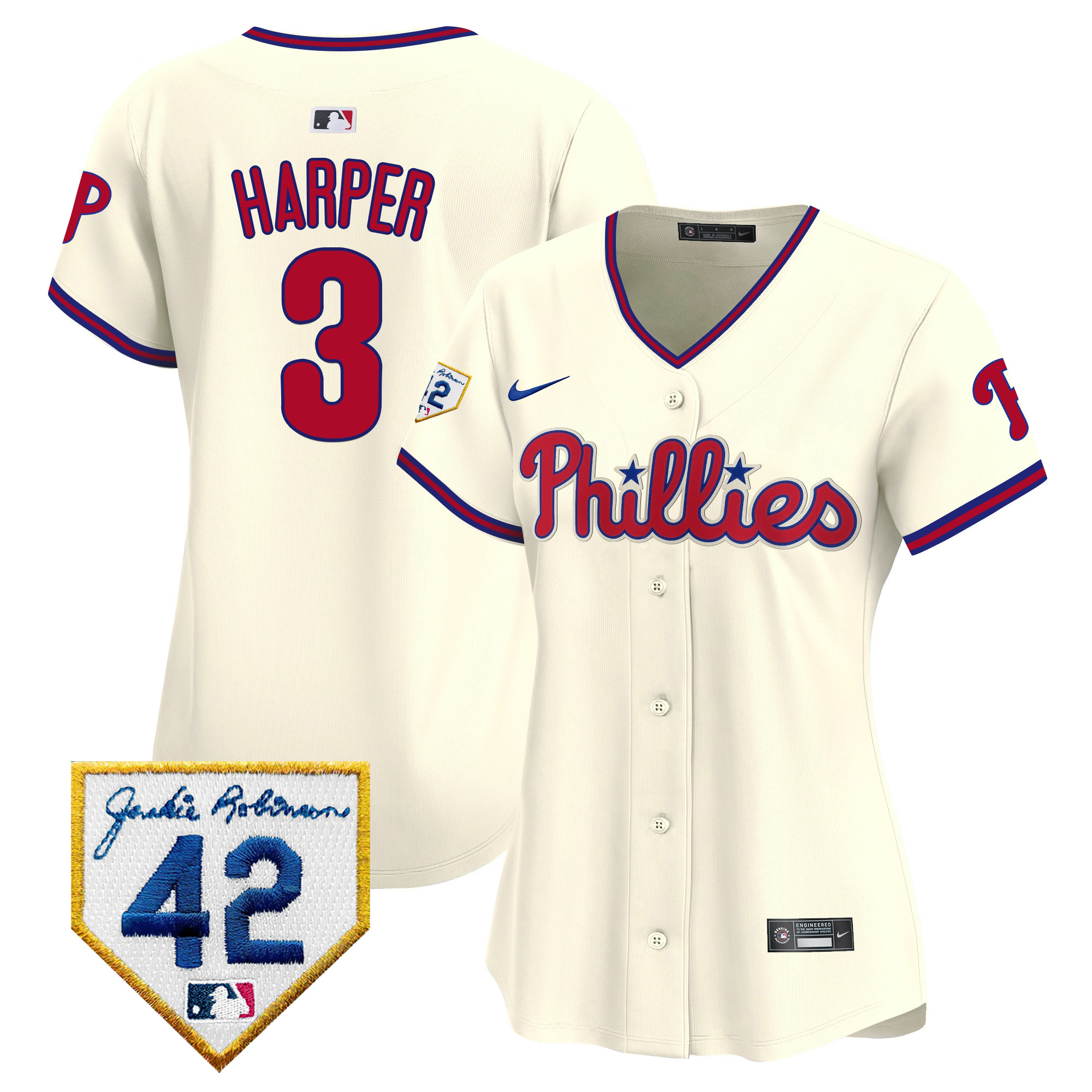 Women's Phillies 2024 Jackie Robinson Patch Vapor Premier Limited Jersey - All Stitched