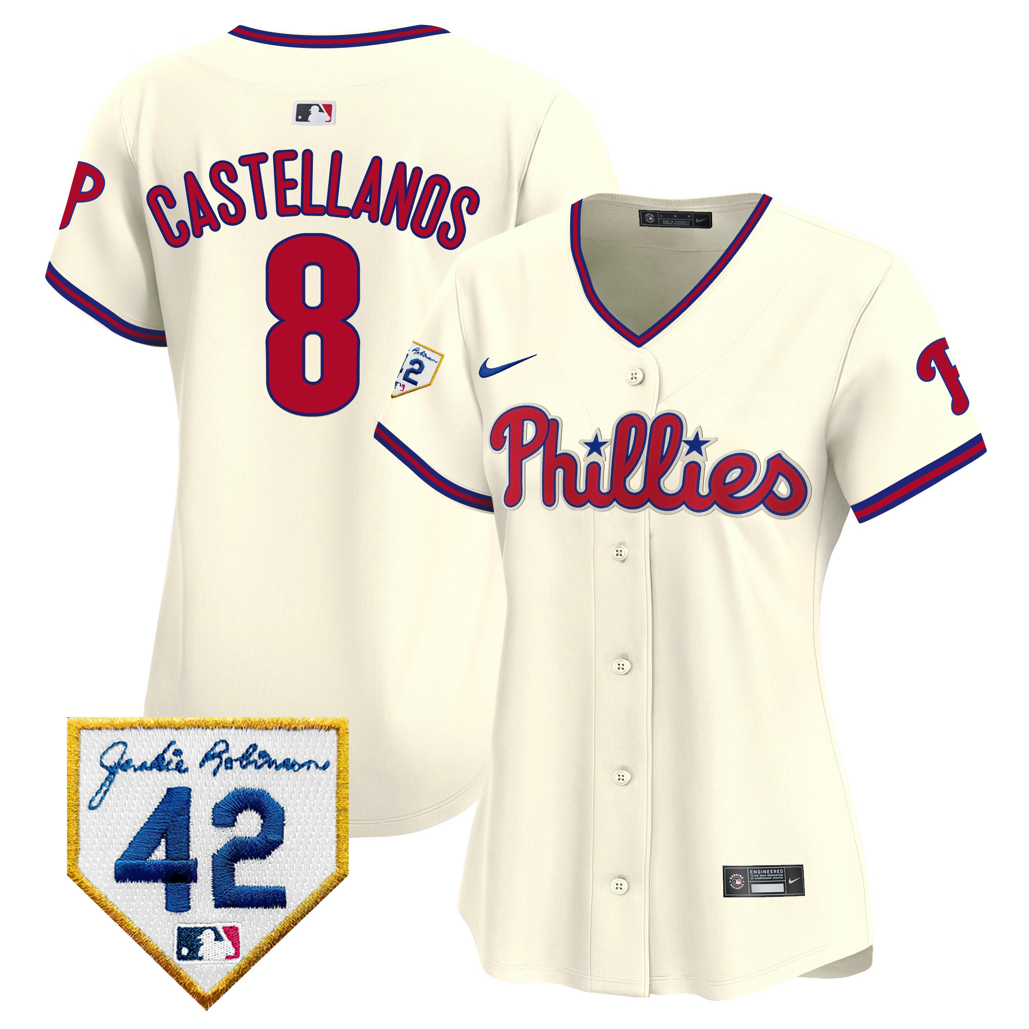 Women's Phillies 2024 Jackie Robinson Patch Vapor Premier Limited Jersey - All Stitched