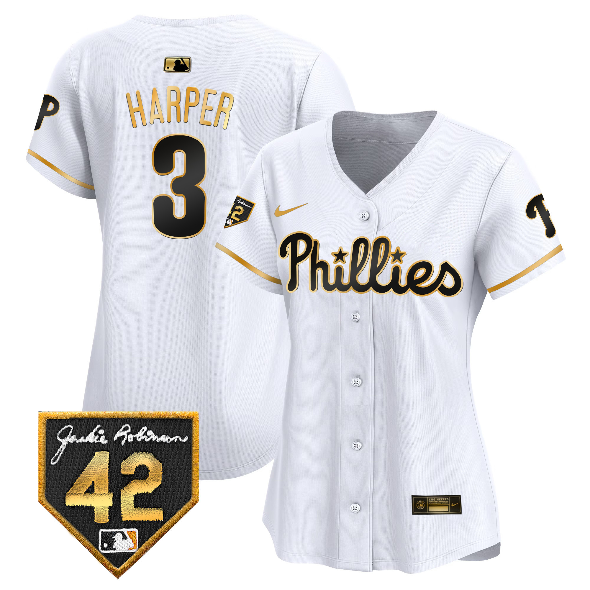 Women's Phillies 2024 Jackie Robinson Patch Vapor Premier Limited Jersey - All Stitched