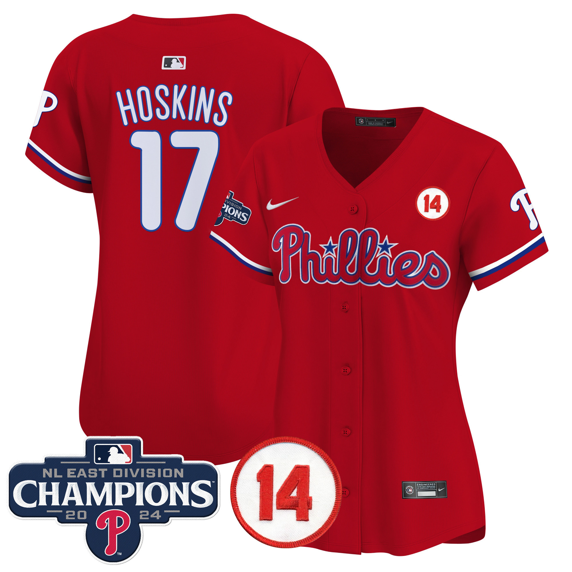 Women's Phillies 2024 NL East Division Champions & Pete Rose Patch Gold Vapor Premier Limited Jersey - All Stitched