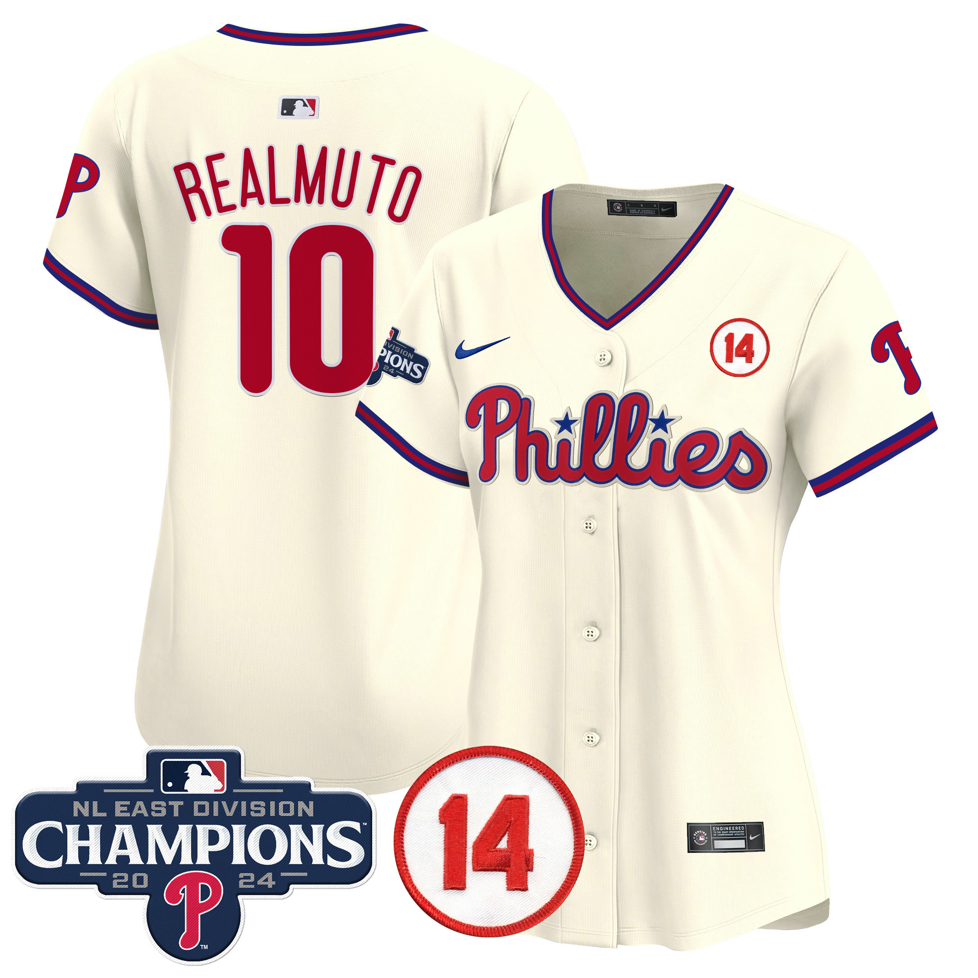 Women's Phillies 2024 NL East Division Champions & Pete Rose Patch Gold Vapor Premier Limited Jersey - All Stitched