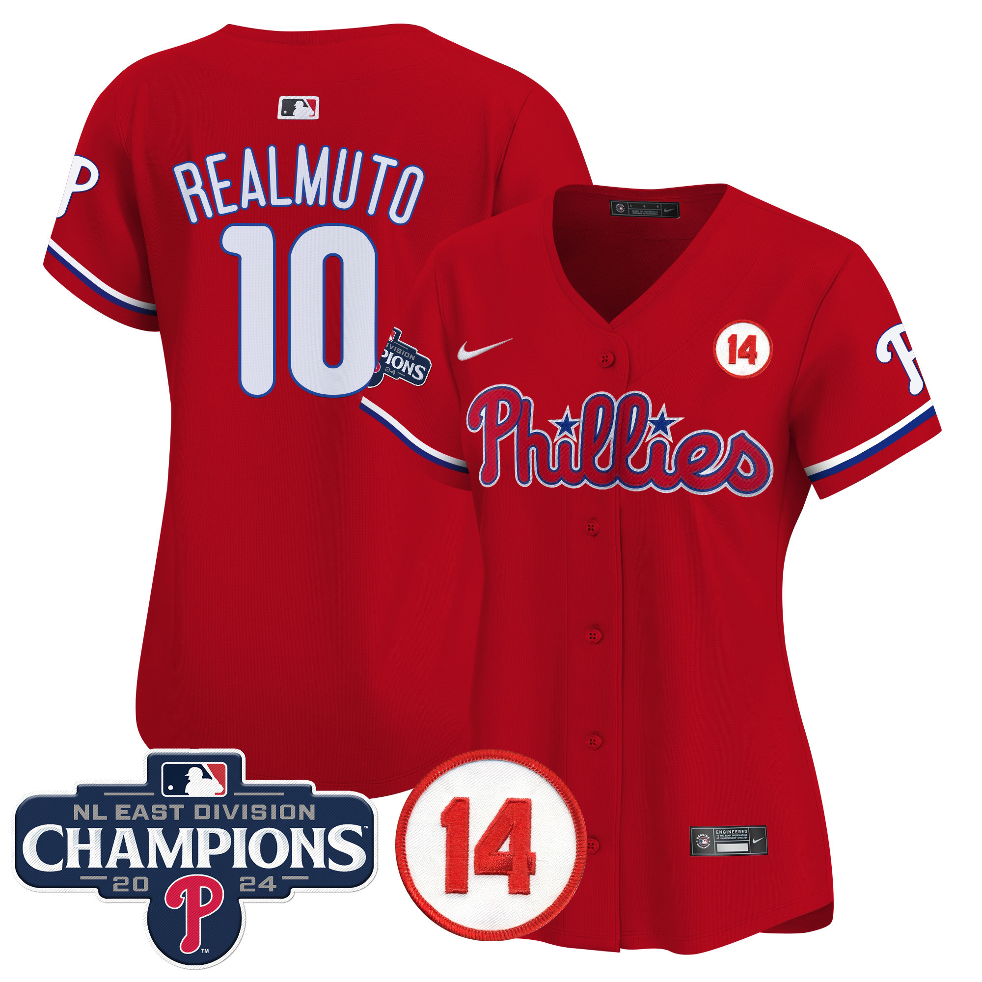 Women's Phillies 2024 NL East Division Champions & Pete Rose Patch Gold Vapor Premier Limited Jersey - All Stitched