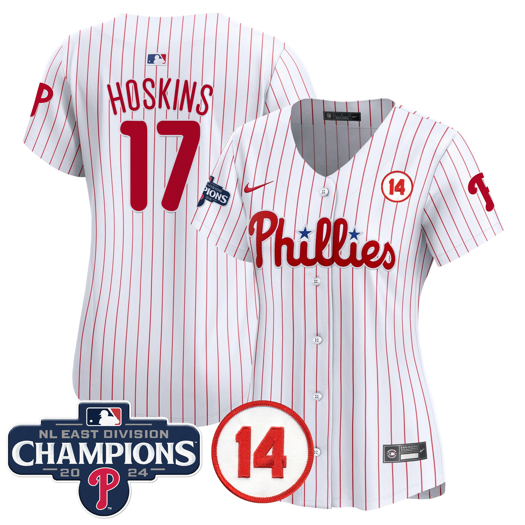 Women's Phillies 2024 NL East Division Champions & Pete Rose Patch Gold Vapor Premier Limited Jersey - All Stitched