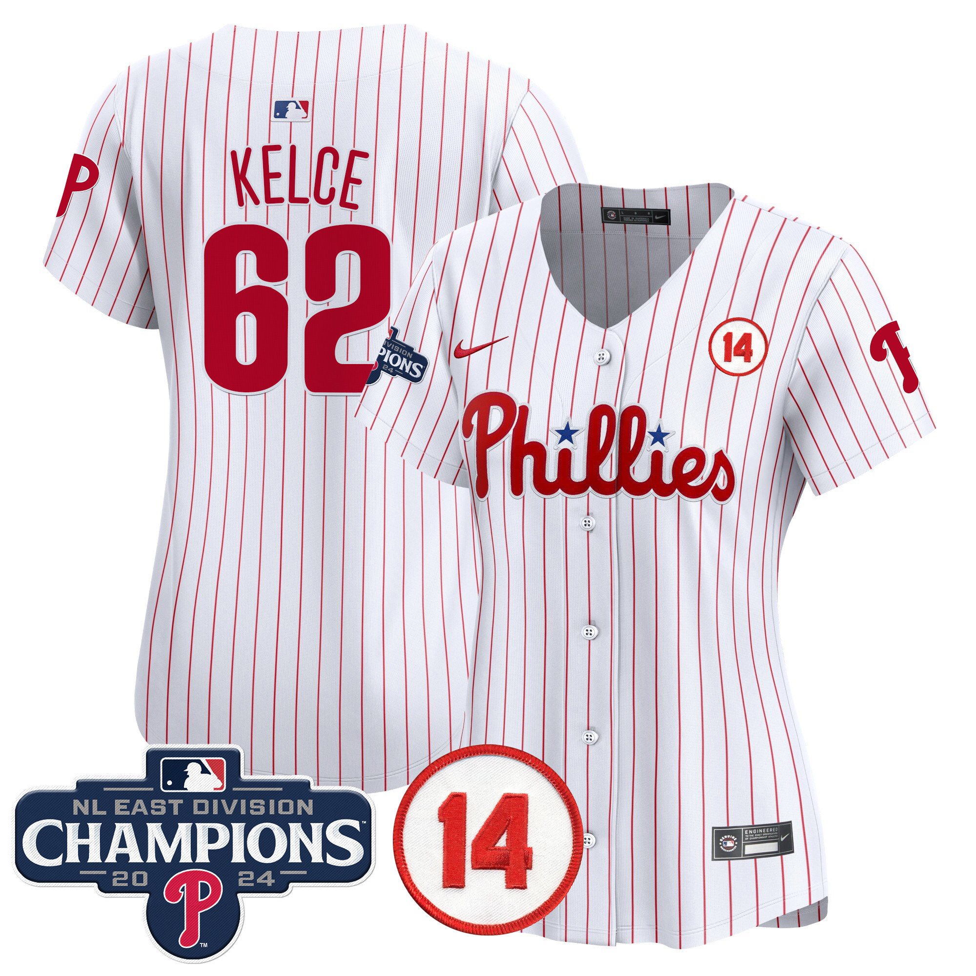 Women's Phillies 2024 NL East Division Champions & Pete Rose Patch Gold Vapor Premier Limited Jersey - All Stitched