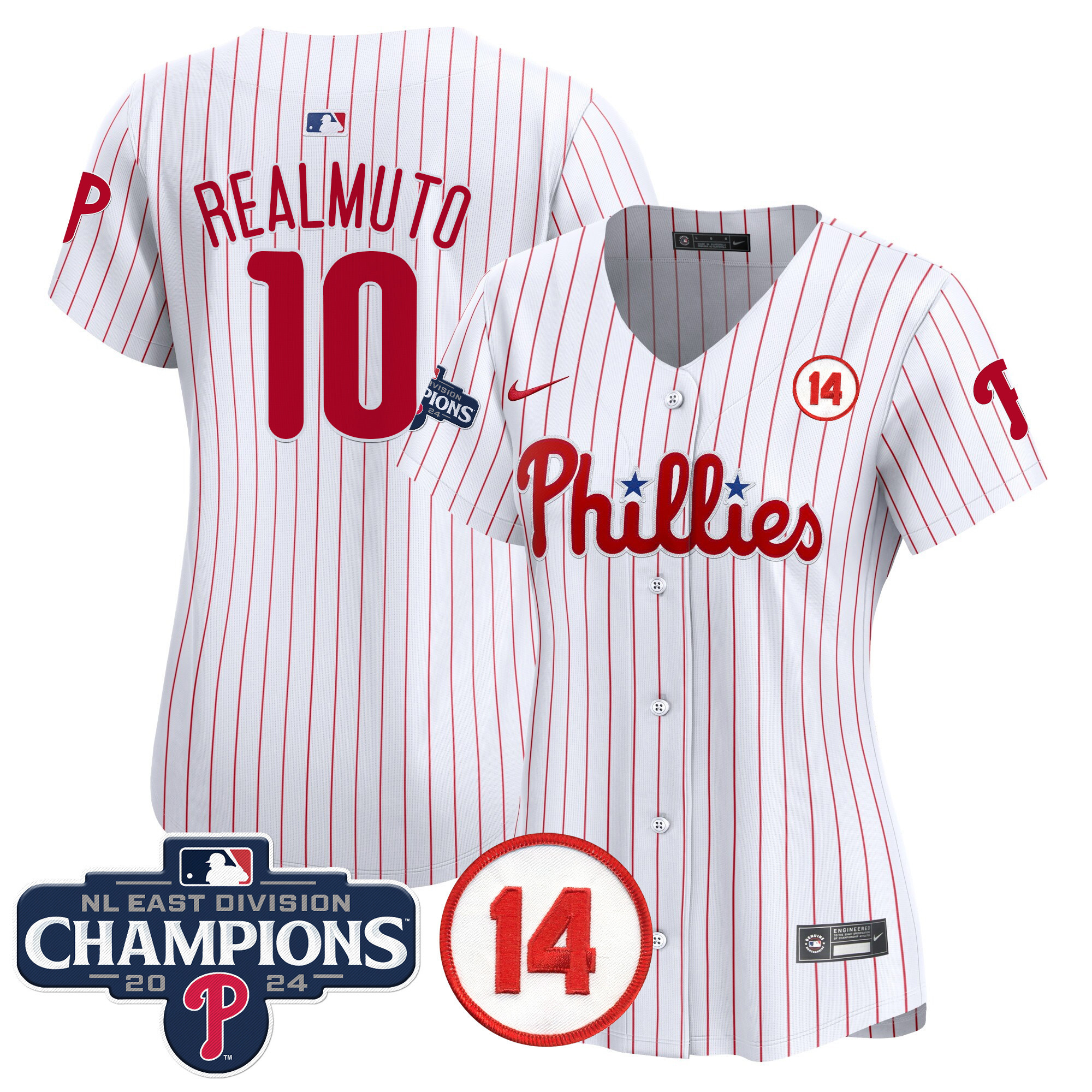 Women's Phillies 2024 NL East Division Champions & Pete Rose Patch Gold Vapor Premier Limited Jersey - All Stitched