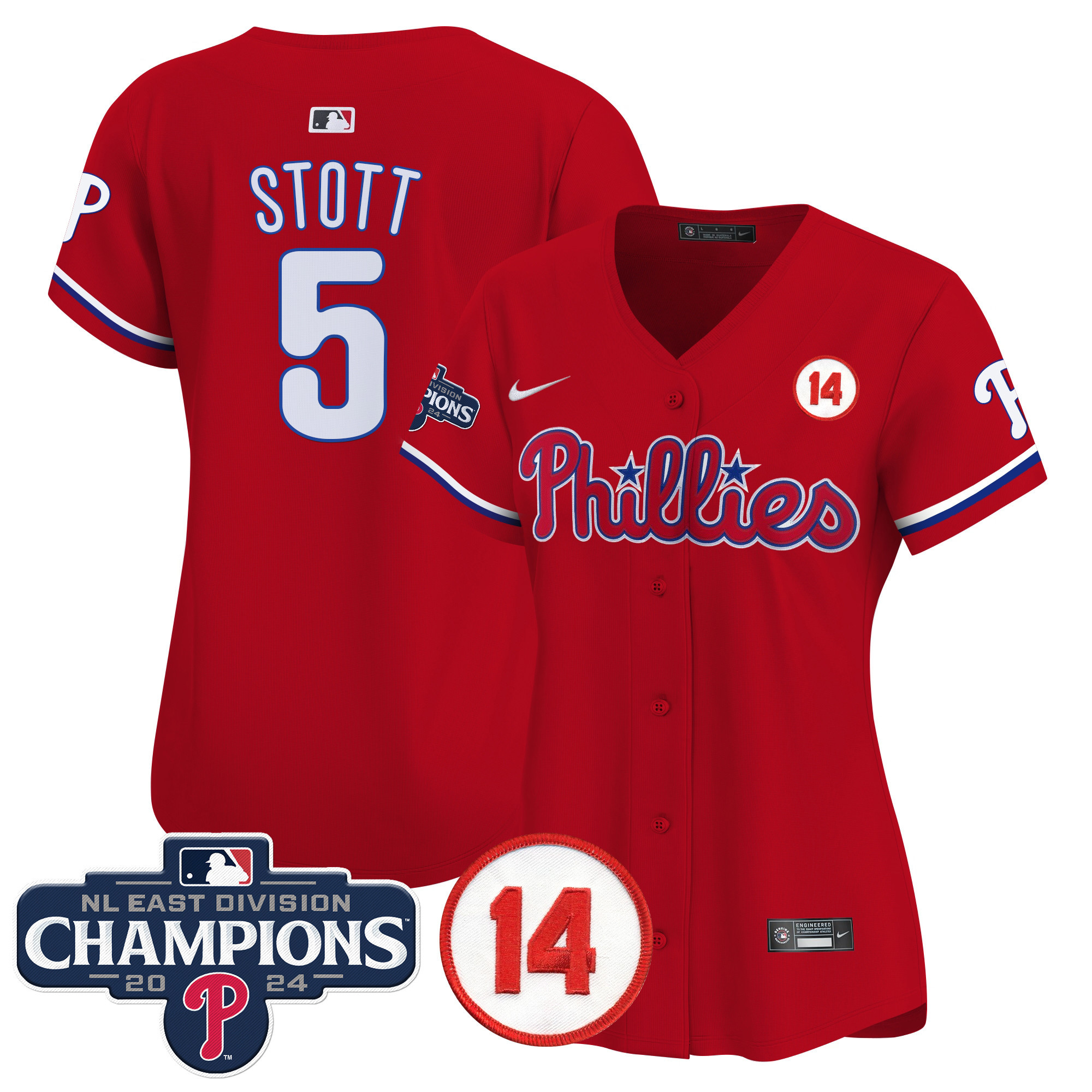 Women's Phillies 2024 NL East Division Champions & Pete Rose Patch Gold Vapor Premier Limited Jersey - All Stitched