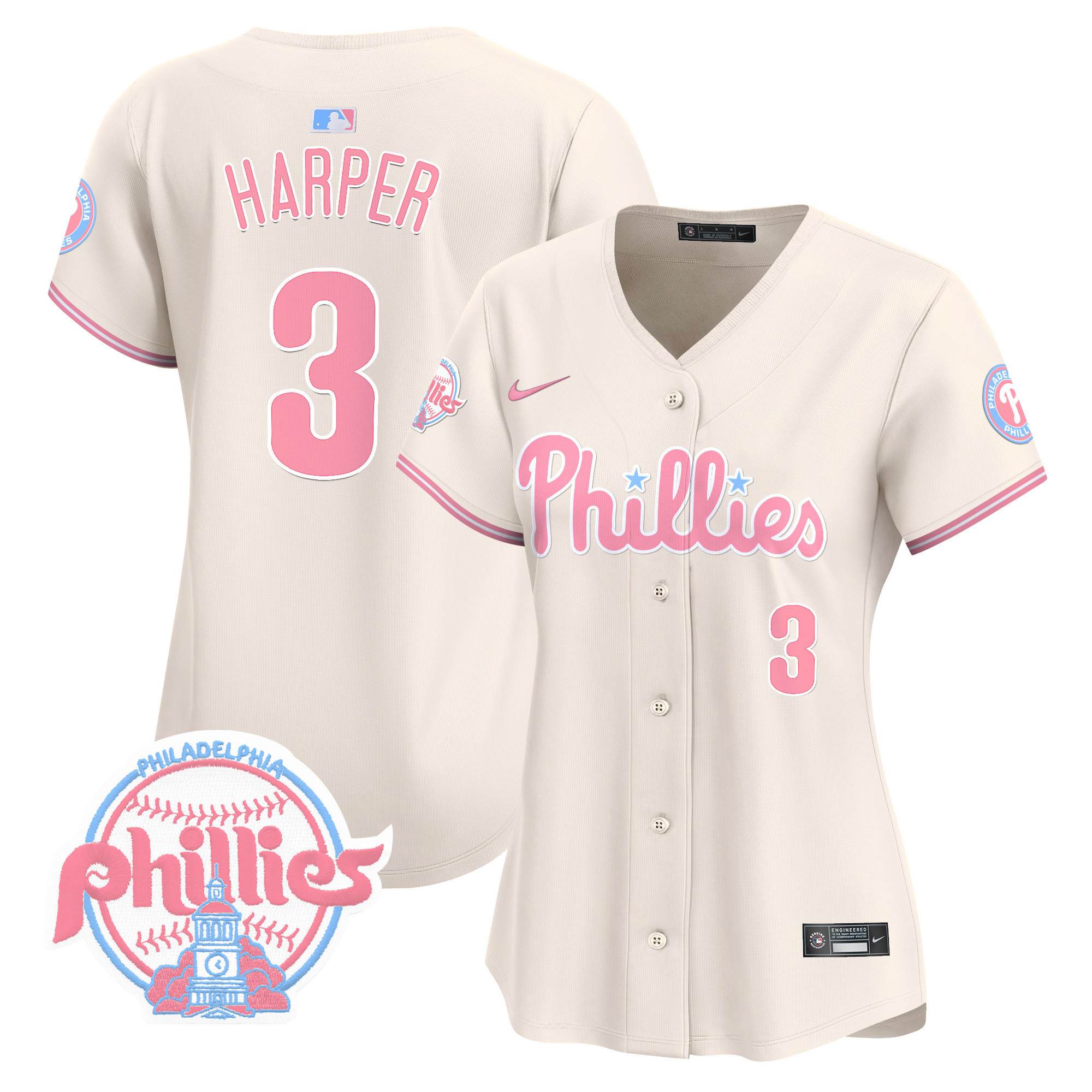 Women's Phillies Bubblegum Pink Vapor Premier Limited Jersey V2 - All Stitched