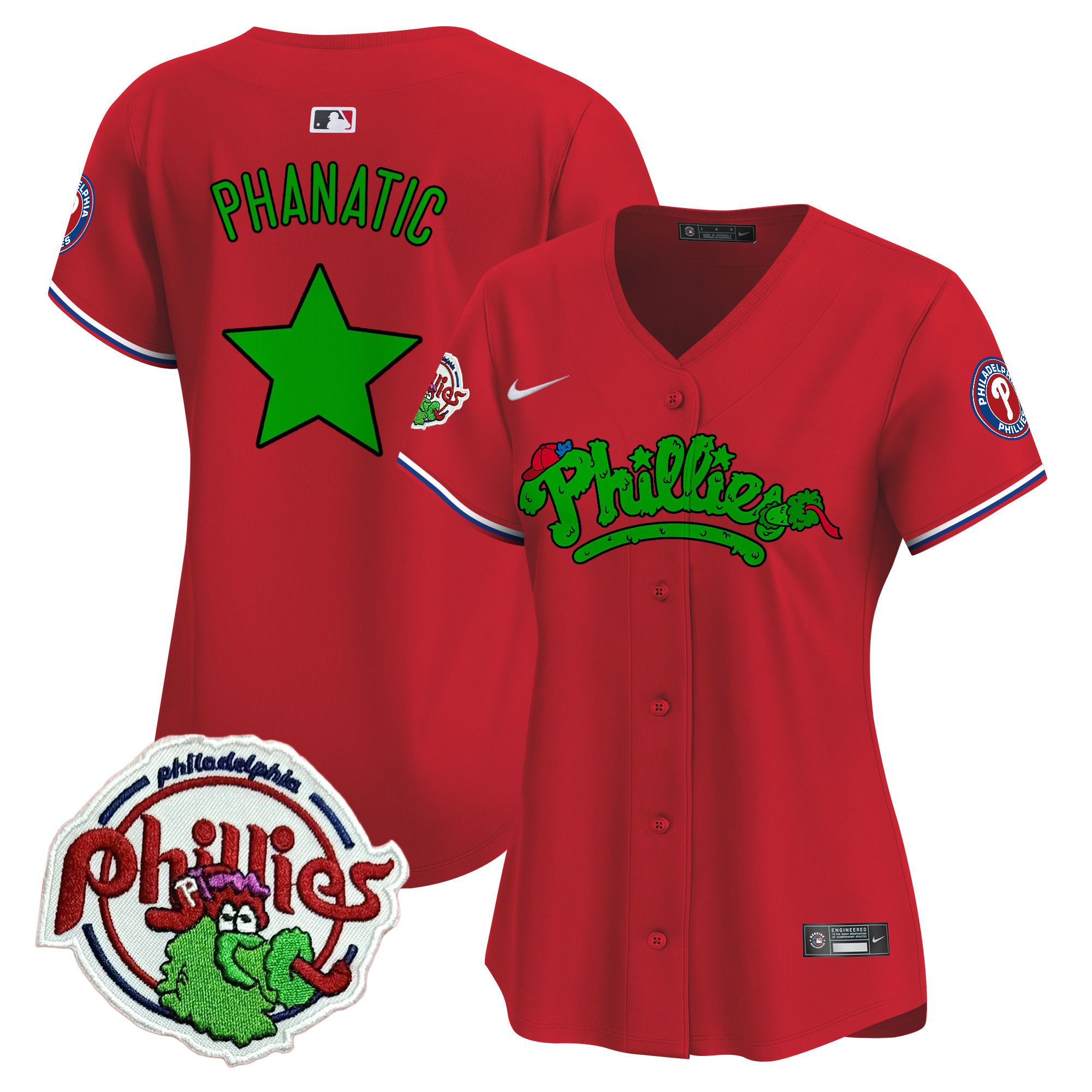 Women's Phillies Phanatic Patch Vapor Premier Limited Jersey V2 - All Stitched