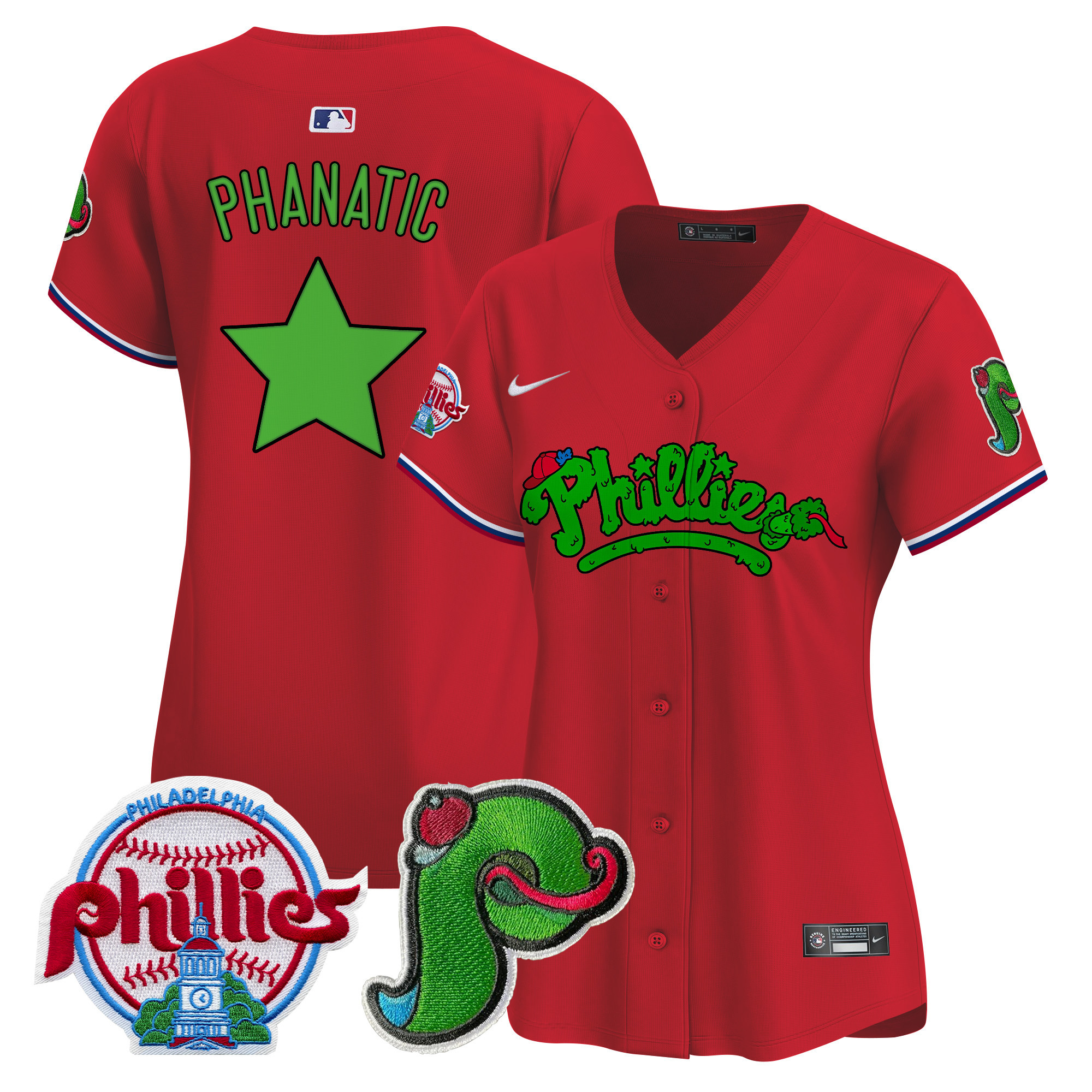 Women's Phillies Phanatic Patch Vapor Premier Limited Jersey V4 - All Stitched