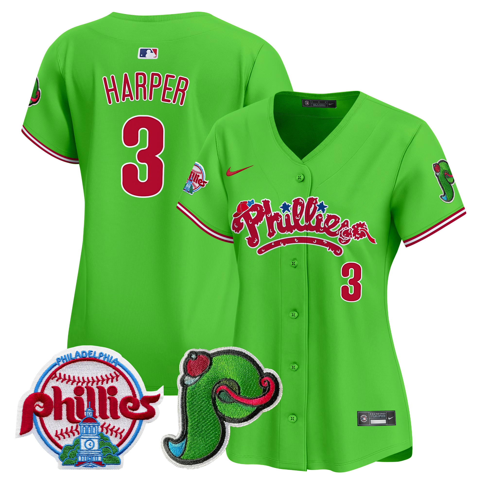 Women's Phillies Phanatic Patch Vapor Premier Limited Jersey V4 - All Stitched