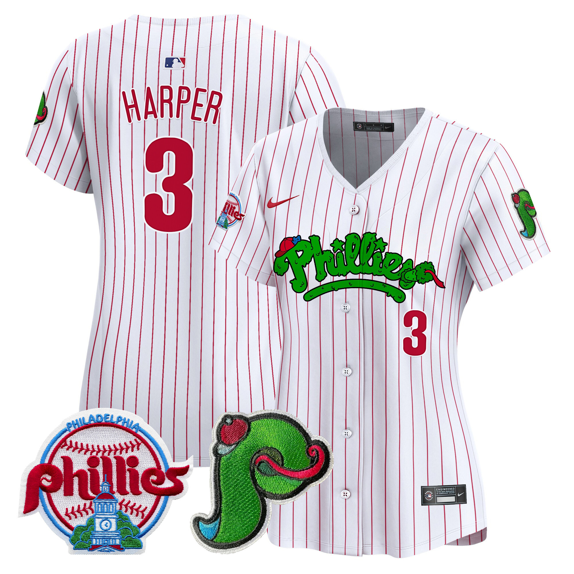 Women's Phillies Phanatic Patch Vapor Premier Limited Jersey V4 - All Stitched