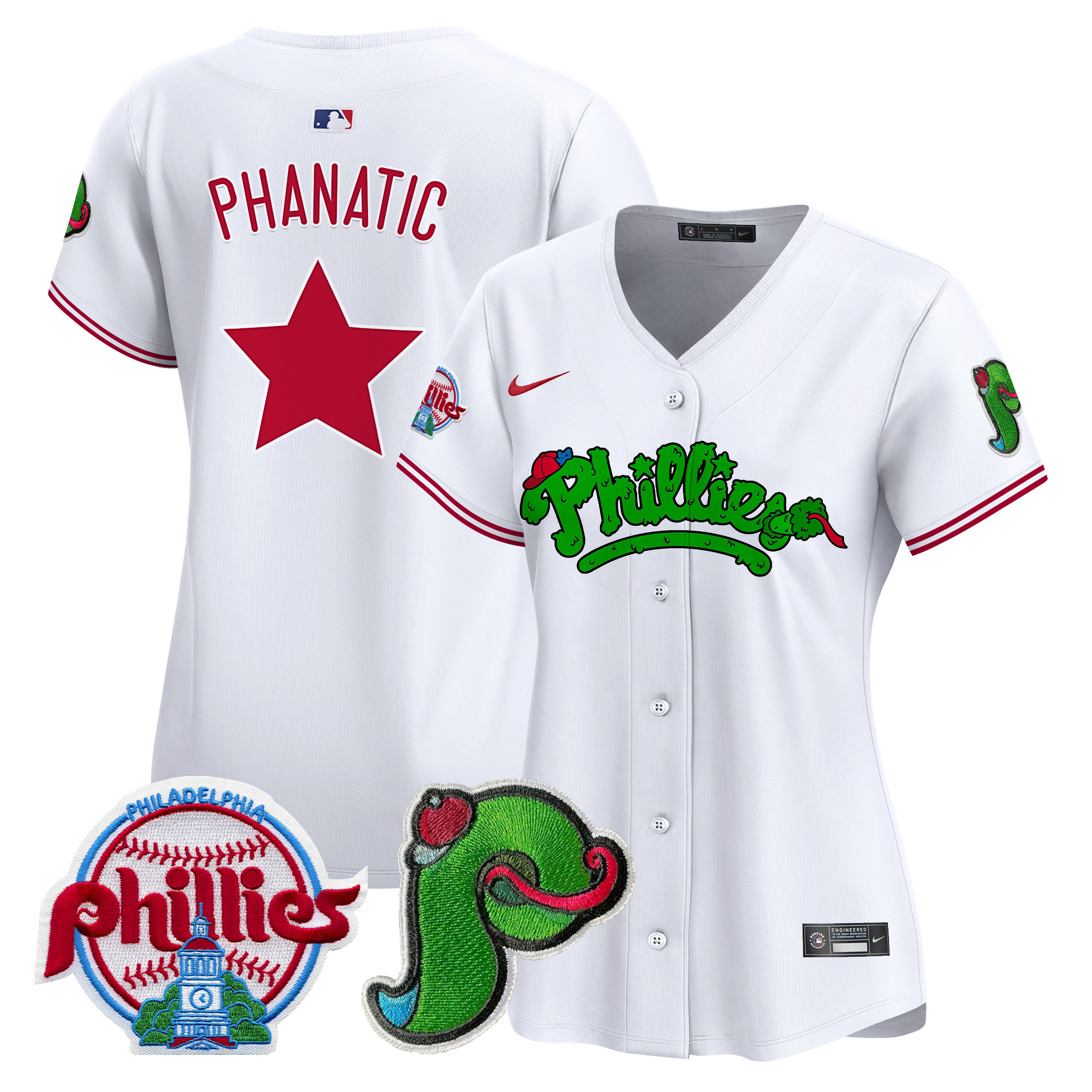 Women's Phillies Phanatic Patch Vapor Premier Limited Jersey V4 - All Stitched