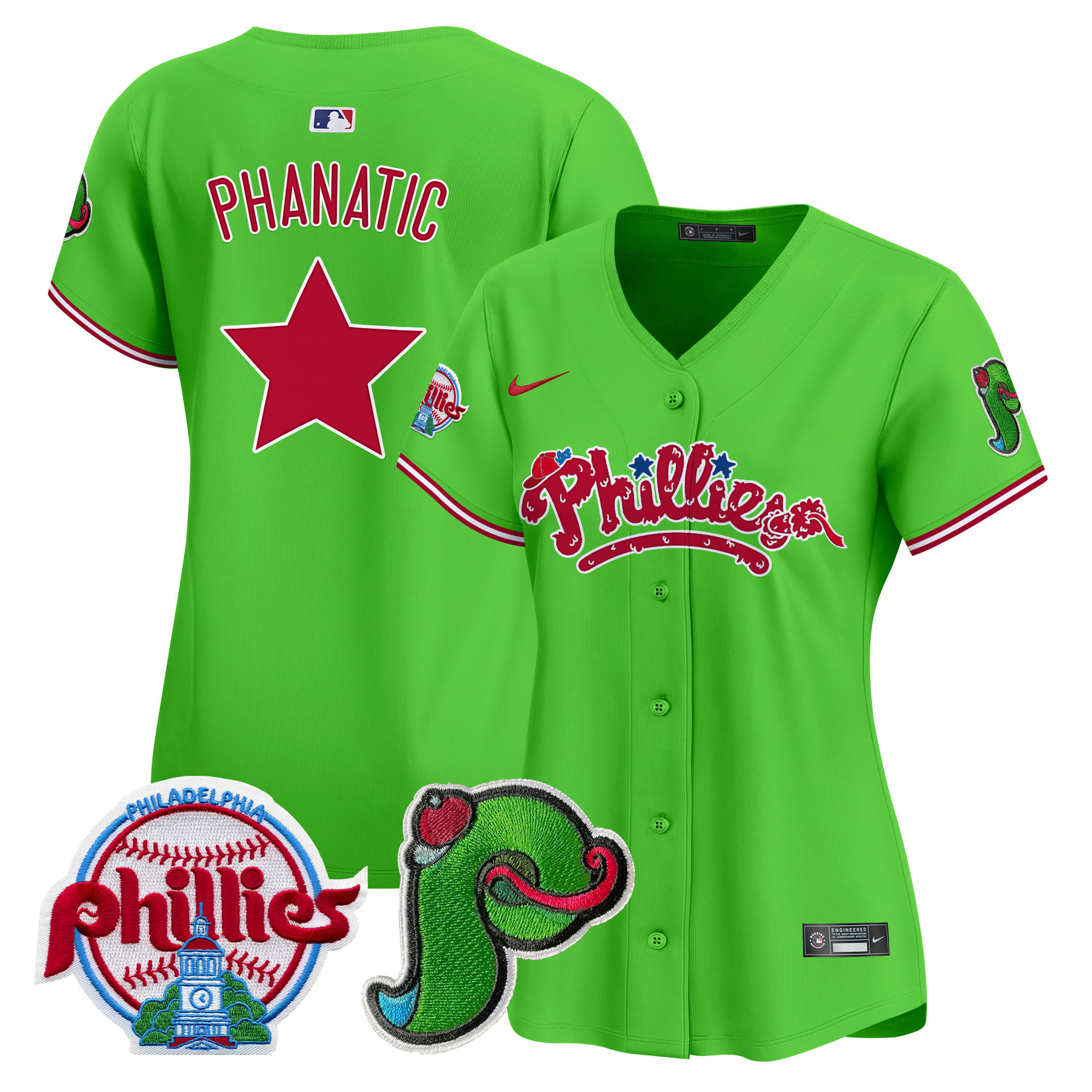 Women's Phillies Phanatic Patch Vapor Premier Limited Jersey V4 - All Stitched