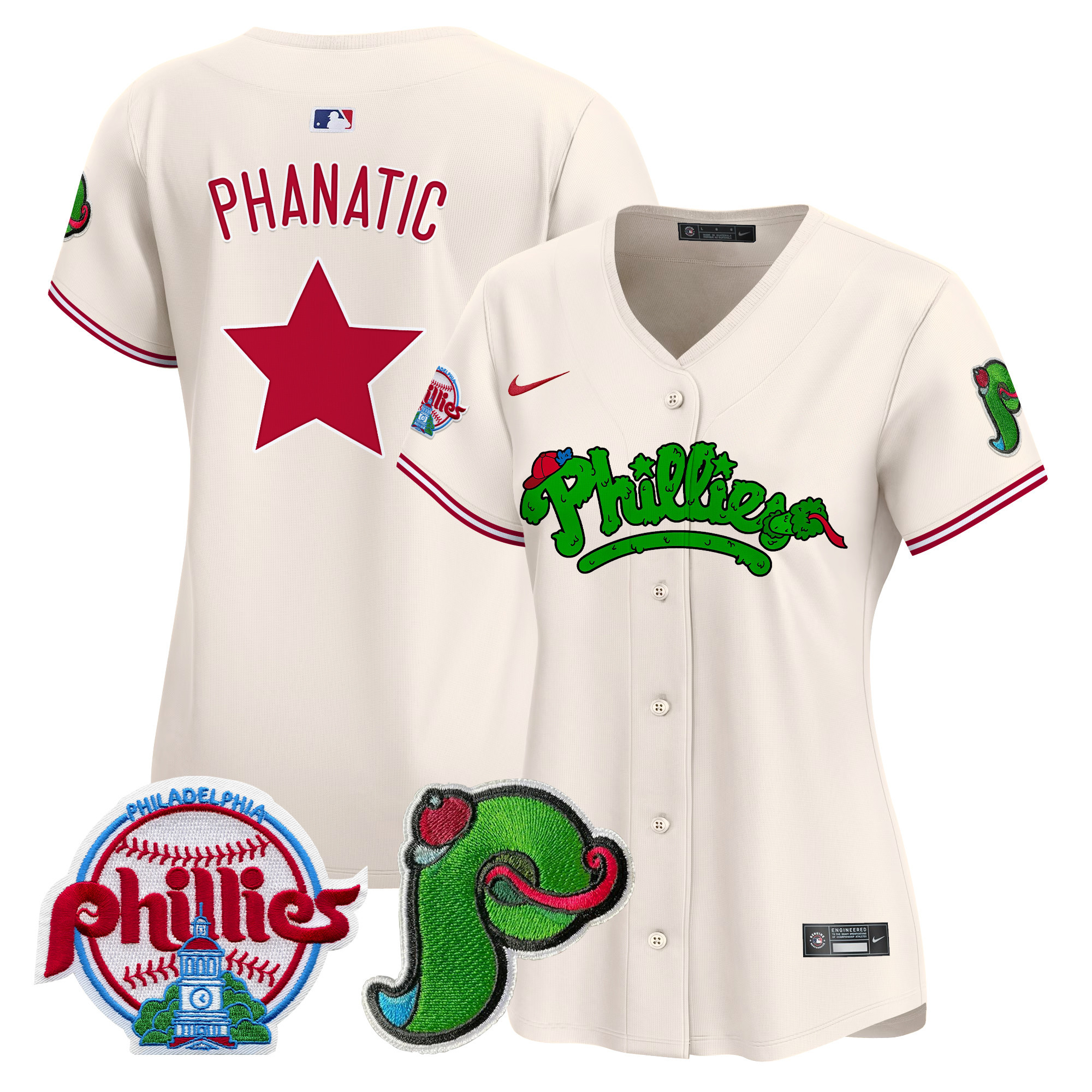 Women's Phillies Phanatic Patch Vapor Premier Limited Jersey V4 - All Stitched