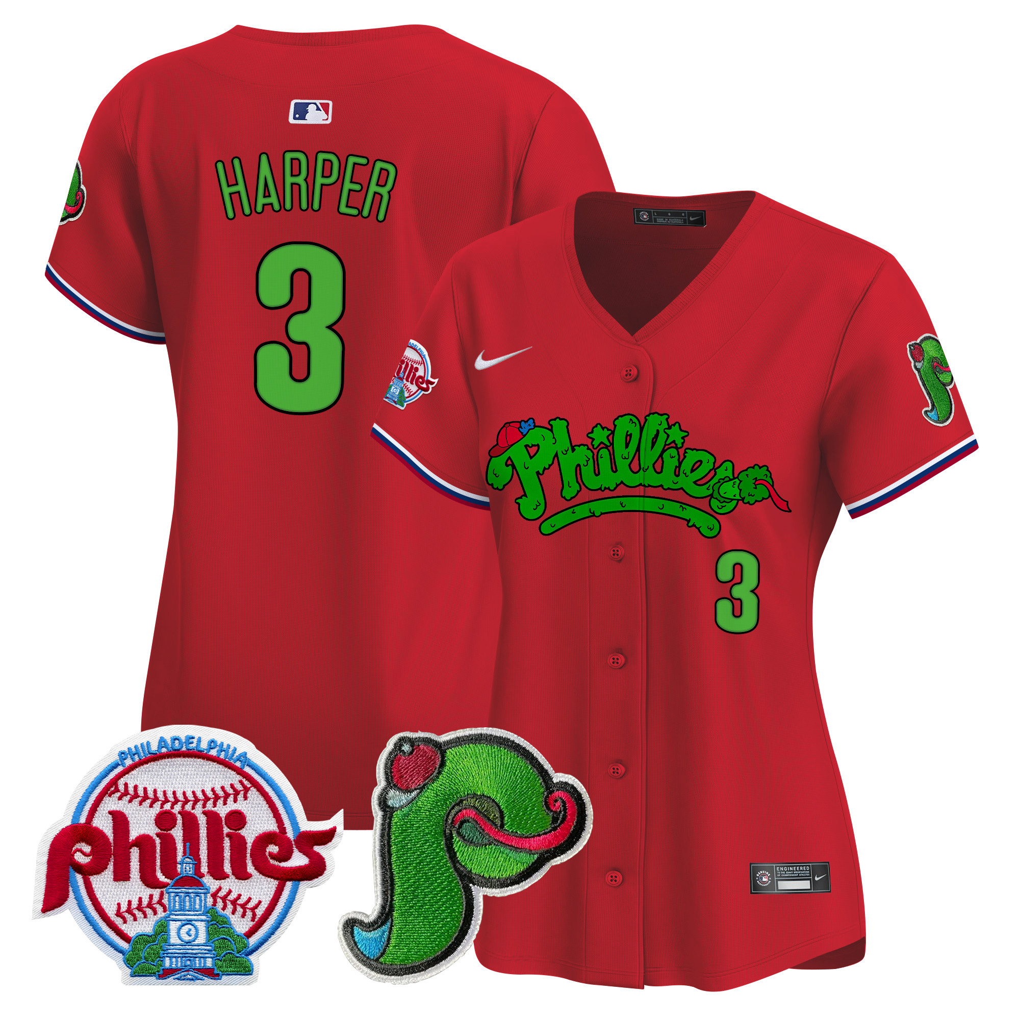 Women's Phillies Phanatic Patch Vapor Premier Limited Jersey V4 - All Stitched