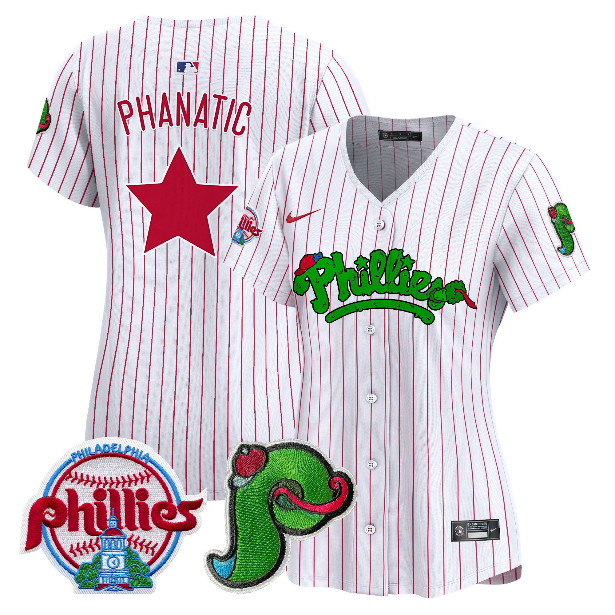 Women's Phillies Phanatic Patch Vapor Premier Limited Jersey V4 - All Stitched