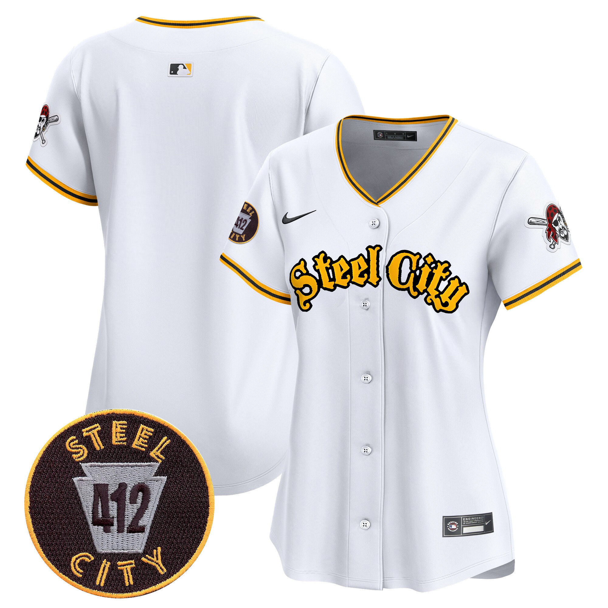 Women's Pittsburgh Pirates 412 Patch Vapor Premier Limited Jersey - All Stitched