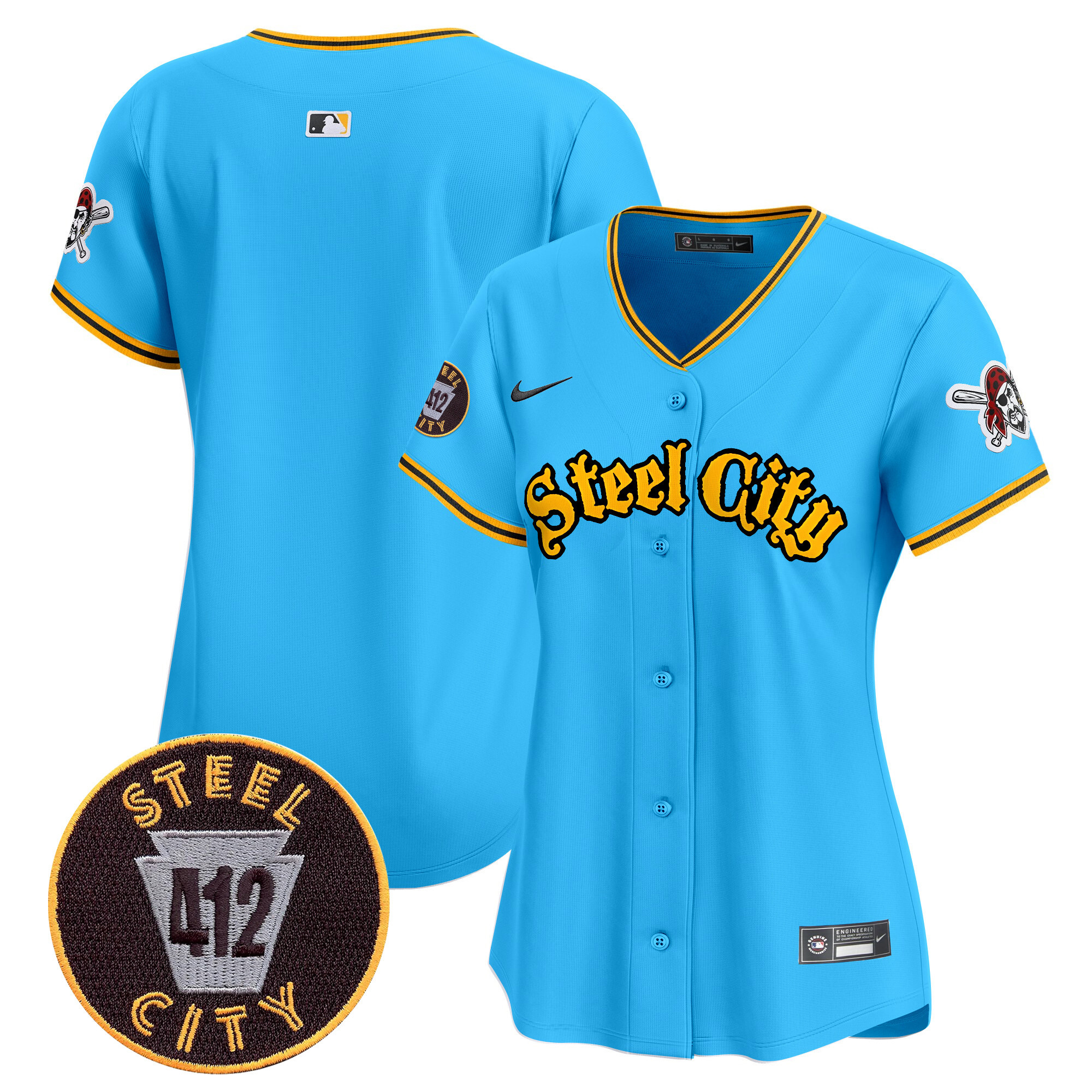 Women's Pittsburgh Pirates 412 Patch Vapor Premier Limited Jersey - All Stitched
