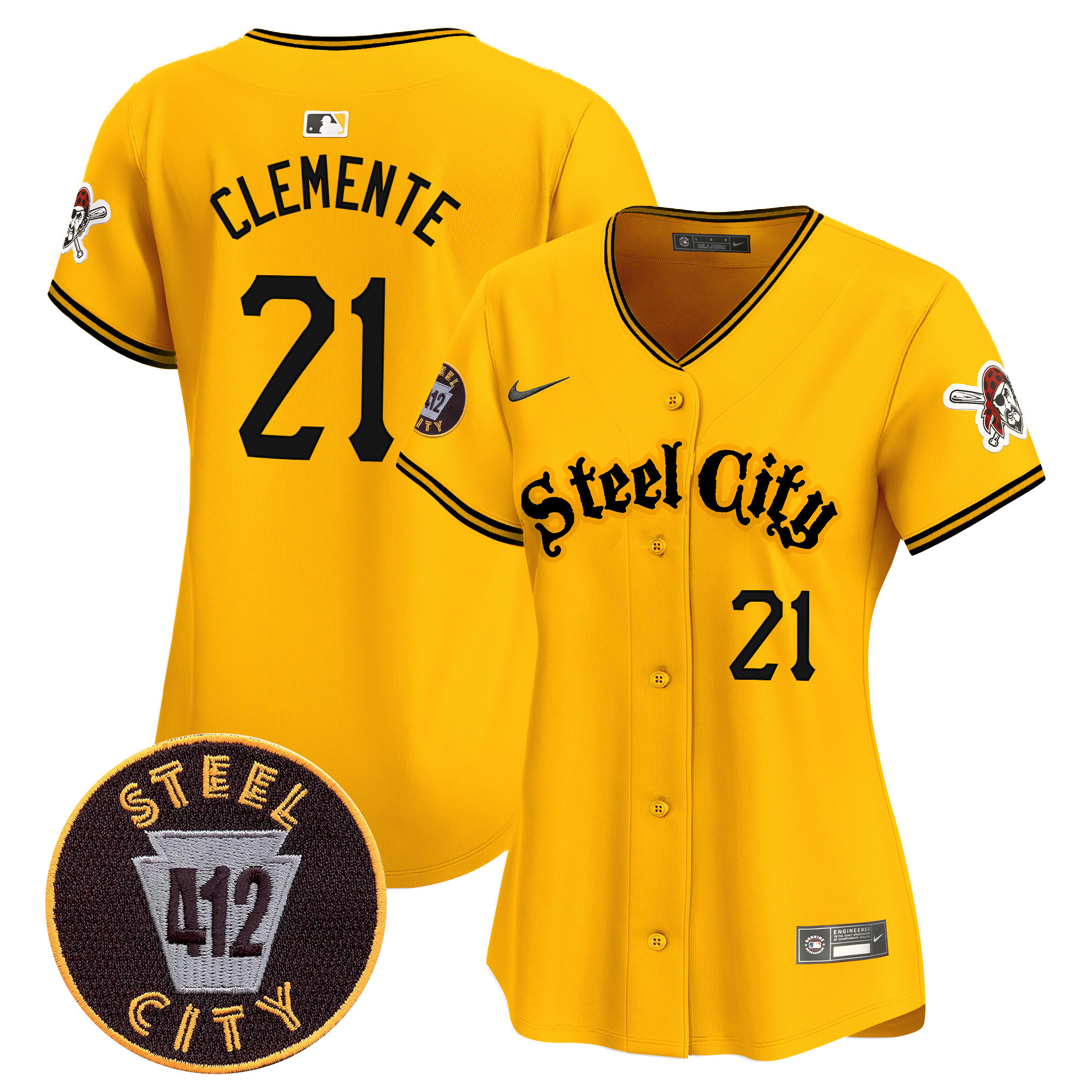 Women's Pittsburgh Pirates 412 Patch Vapor Premier Limited Jersey - All Stitched