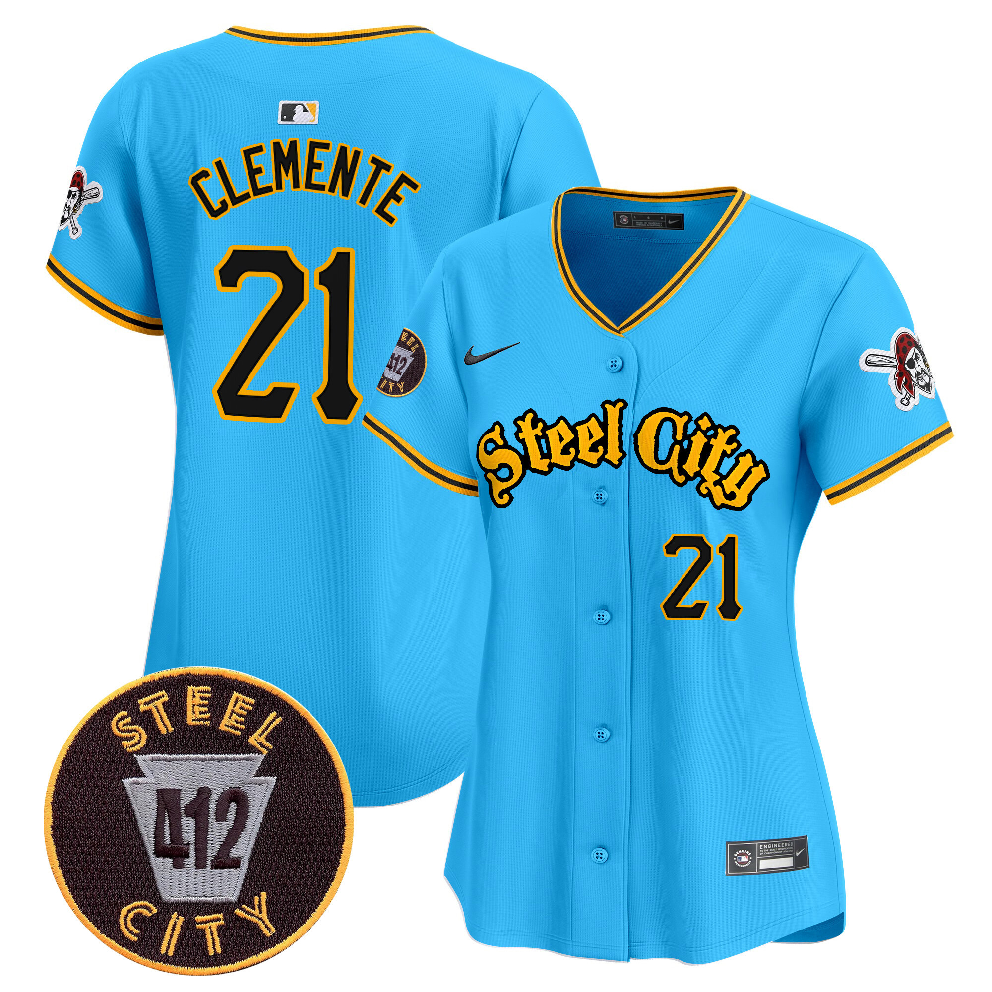 Women's Pittsburgh Pirates 412 Patch Vapor Premier Limited Jersey - All Stitched