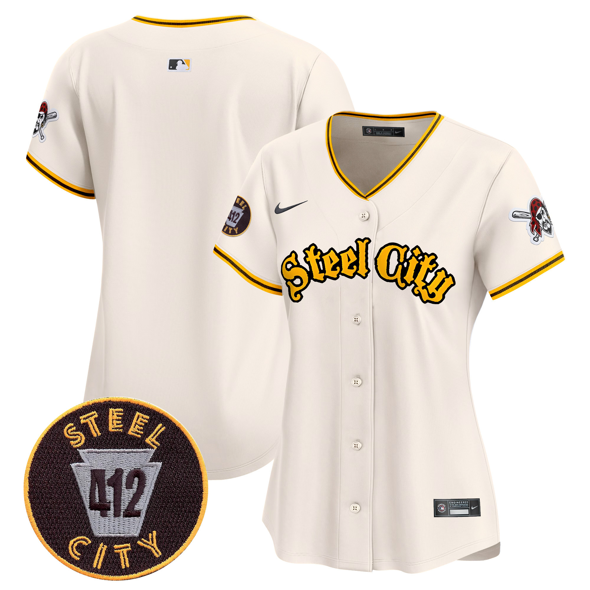Women's Pittsburgh Pirates 412 Patch Vapor Premier Limited Jersey - All Stitched