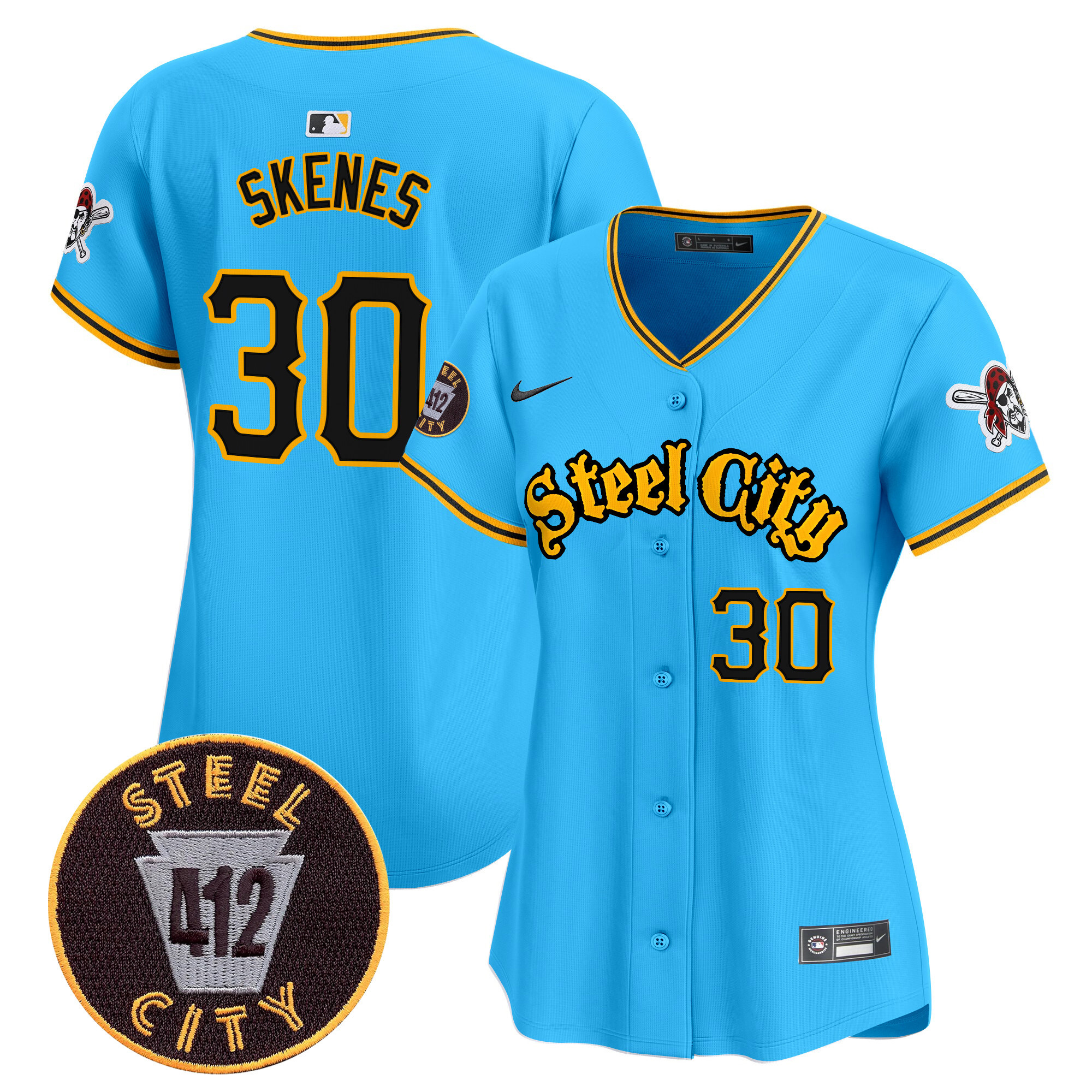 Women's Pittsburgh Pirates 412 Patch Vapor Premier Limited Jersey - All Stitched