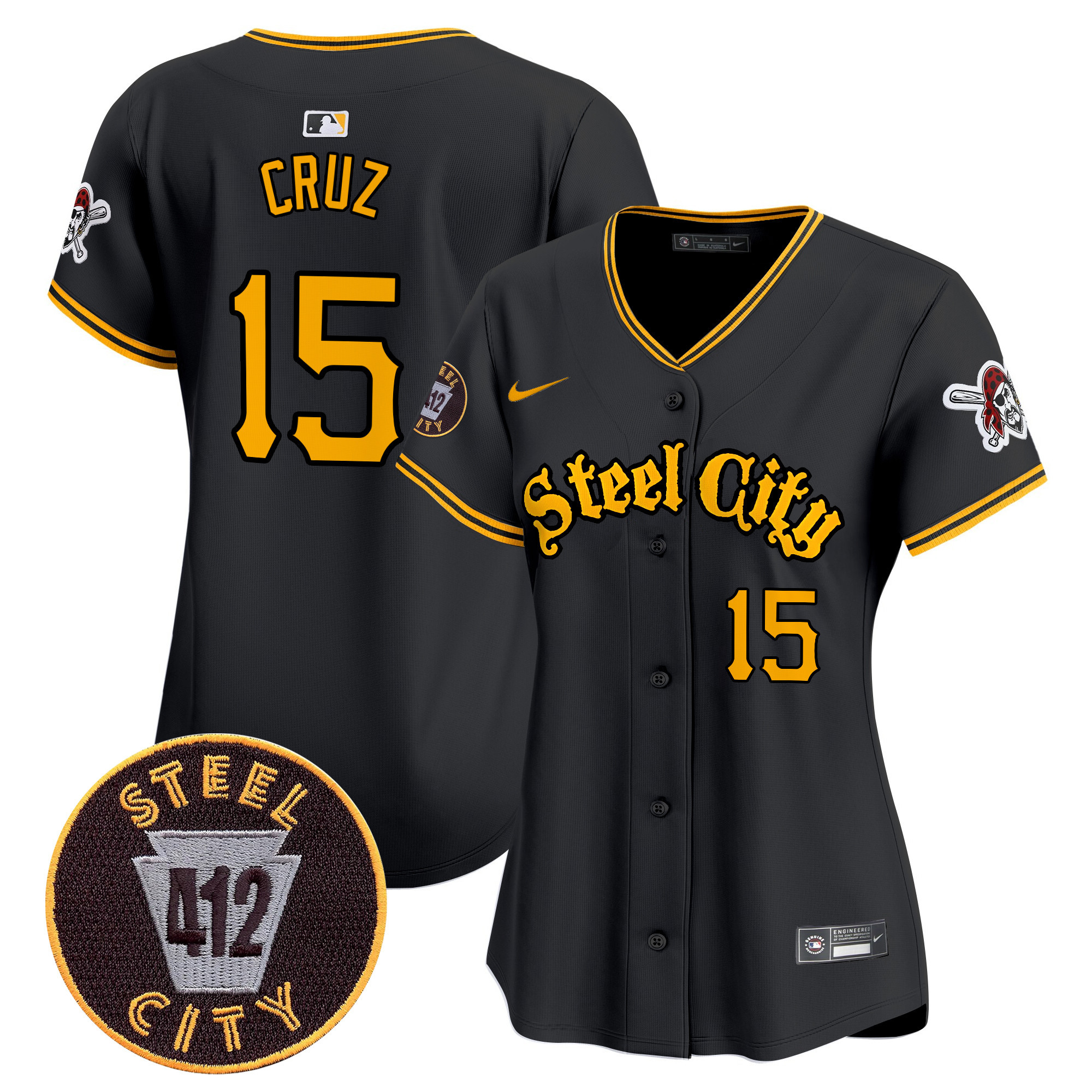 Women's Pittsburgh Pirates 412 Patch Vapor Premier Limited Jersey - All Stitched