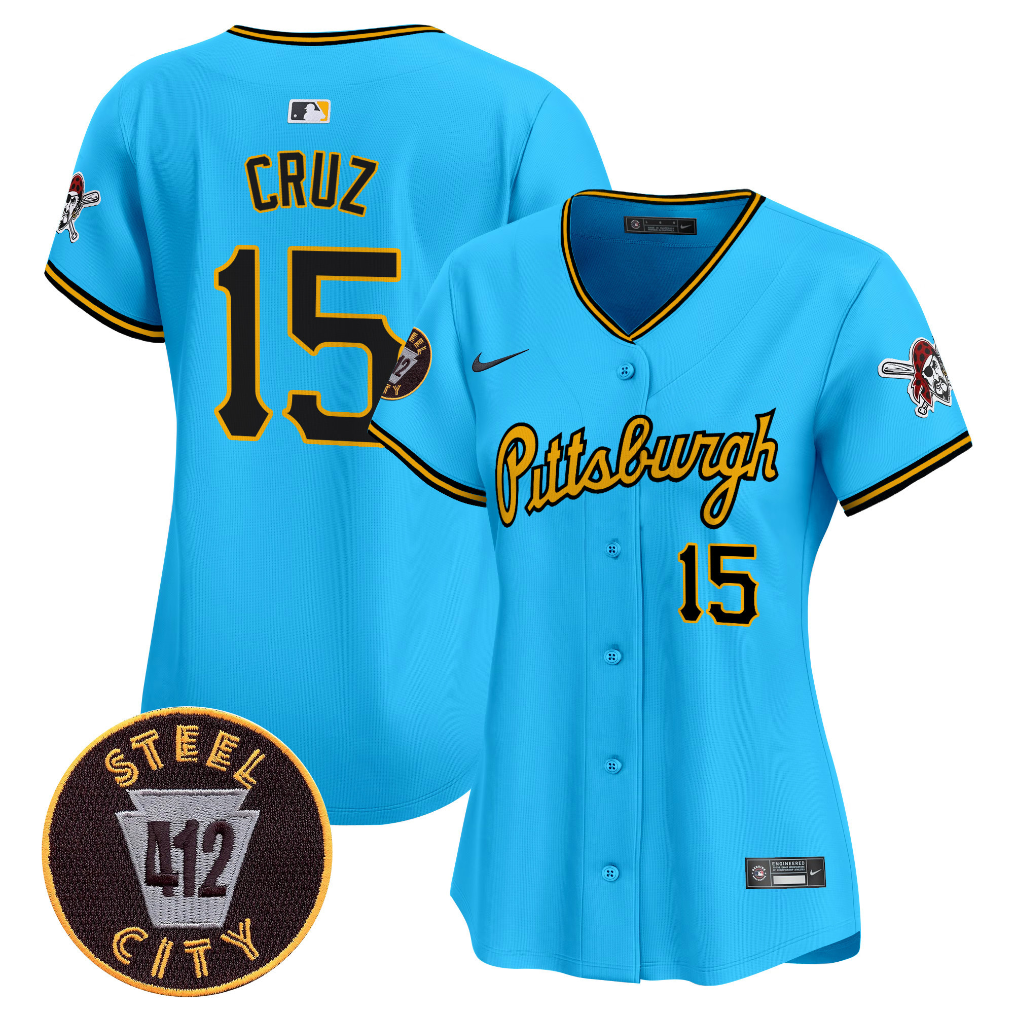 Women's Pittsburgh Pirates 412 Patch Vapor Premier Limited Jersey V4 - All Stitched