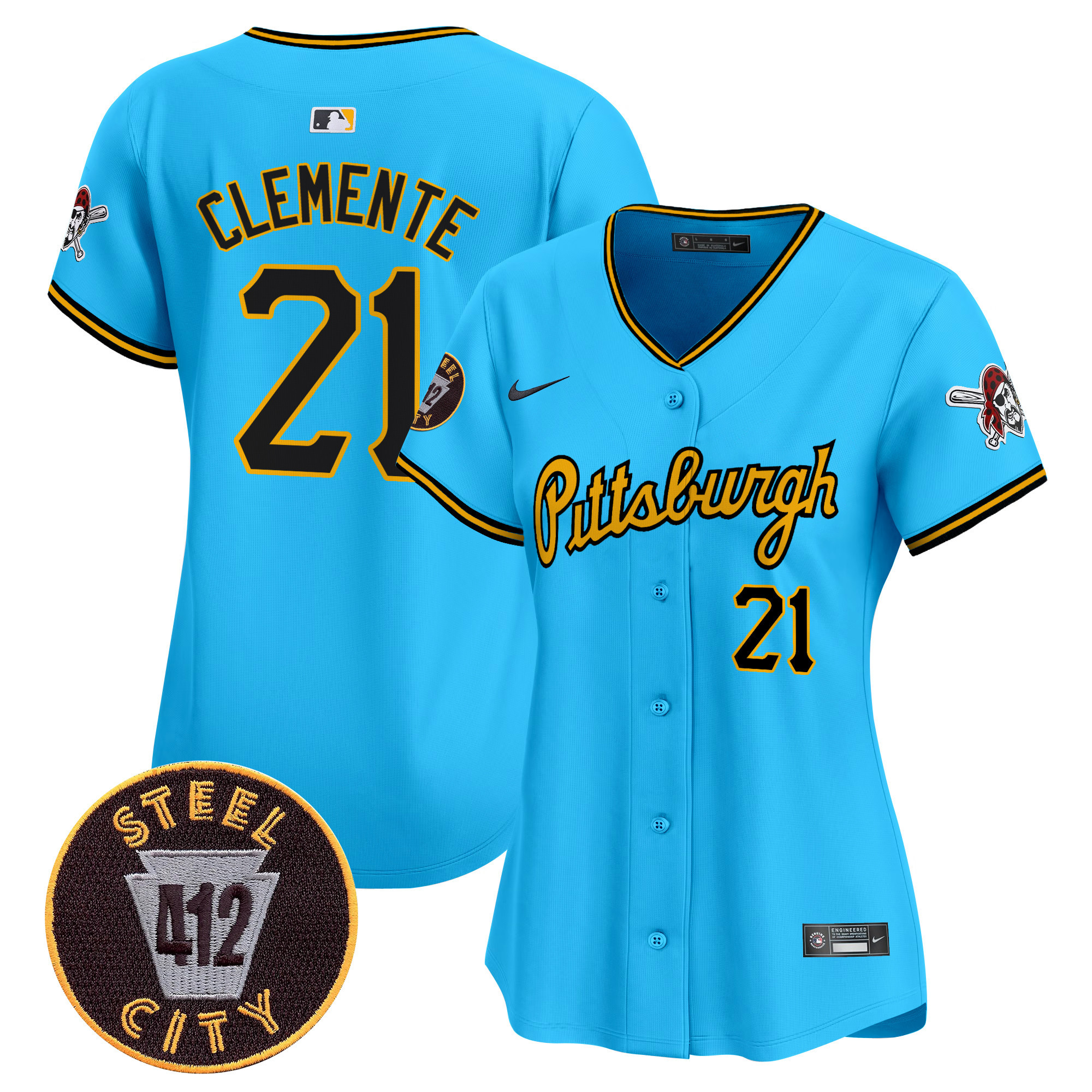 Women's Pittsburgh Pirates 412 Patch Vapor Premier Limited Jersey V4 - All Stitched
