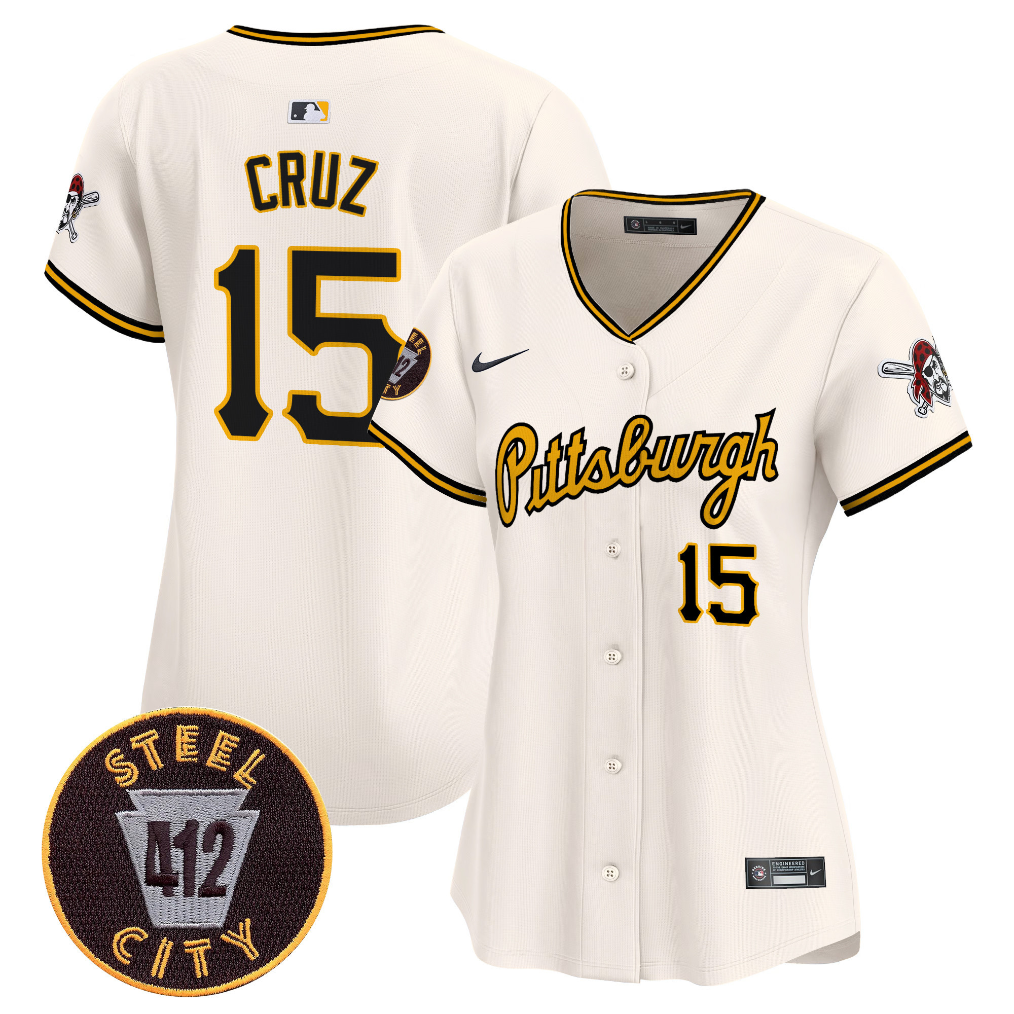 Women's Pittsburgh Pirates 412 Patch Vapor Premier Limited Jersey V4 - All Stitched