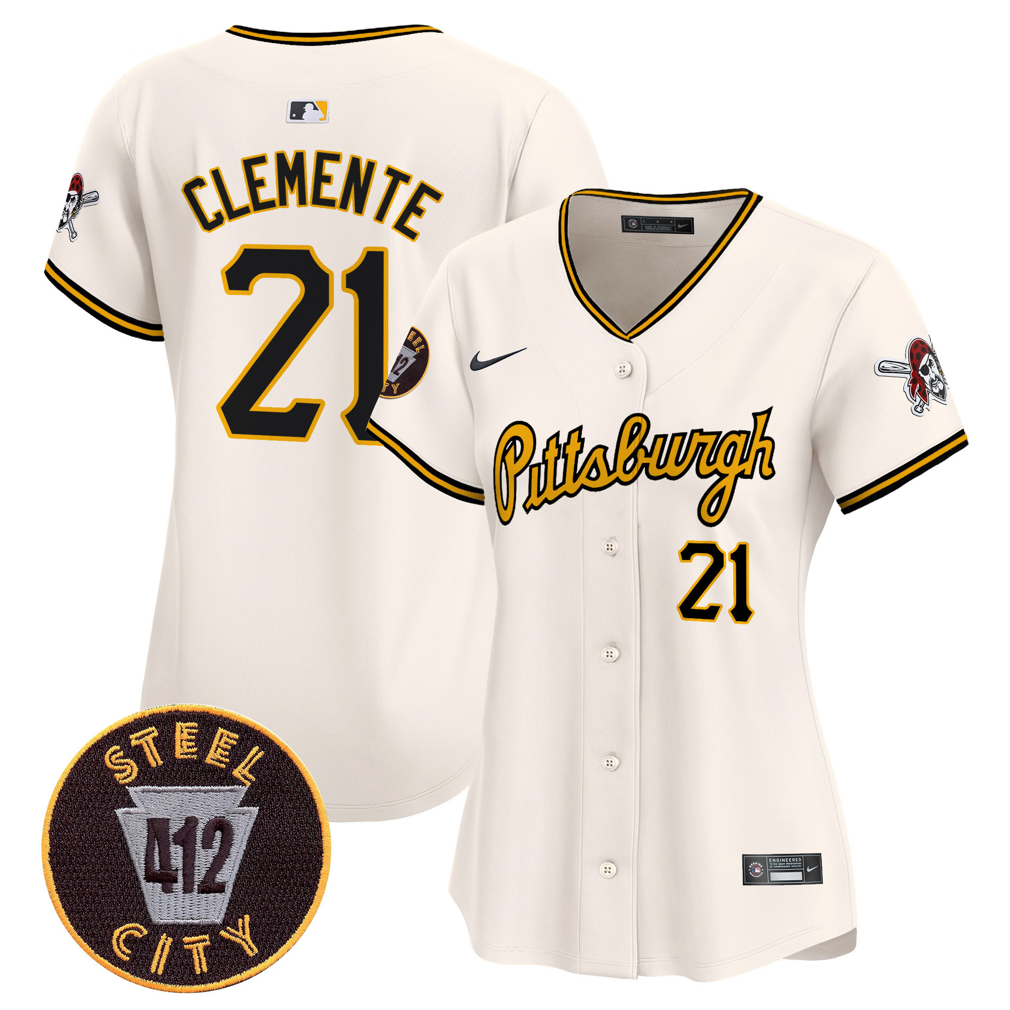 Women's Pittsburgh Pirates 412 Patch Vapor Premier Limited Jersey V4 - All Stitched