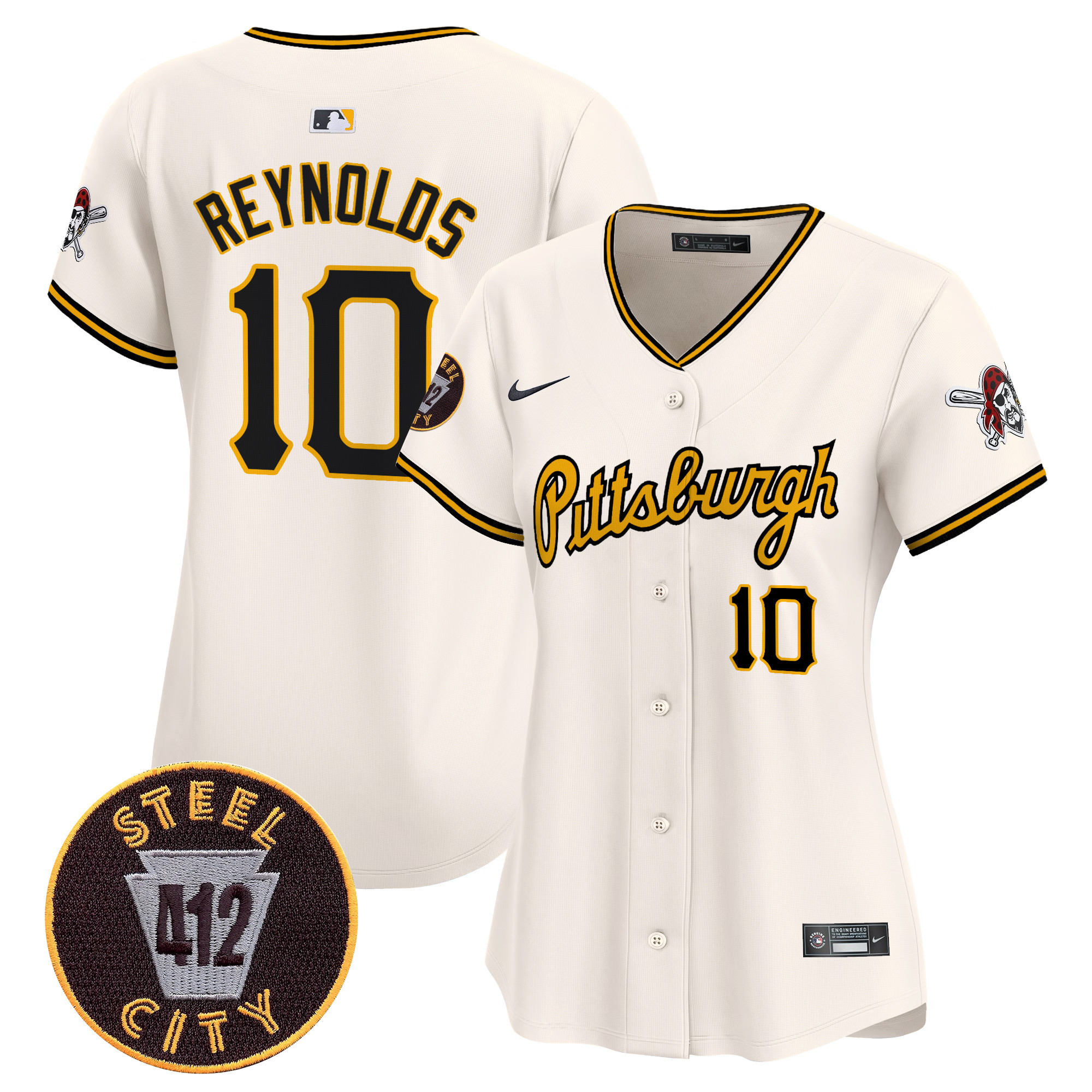 Women's Pittsburgh Pirates 412 Patch Vapor Premier Limited Jersey V4 - All Stitched