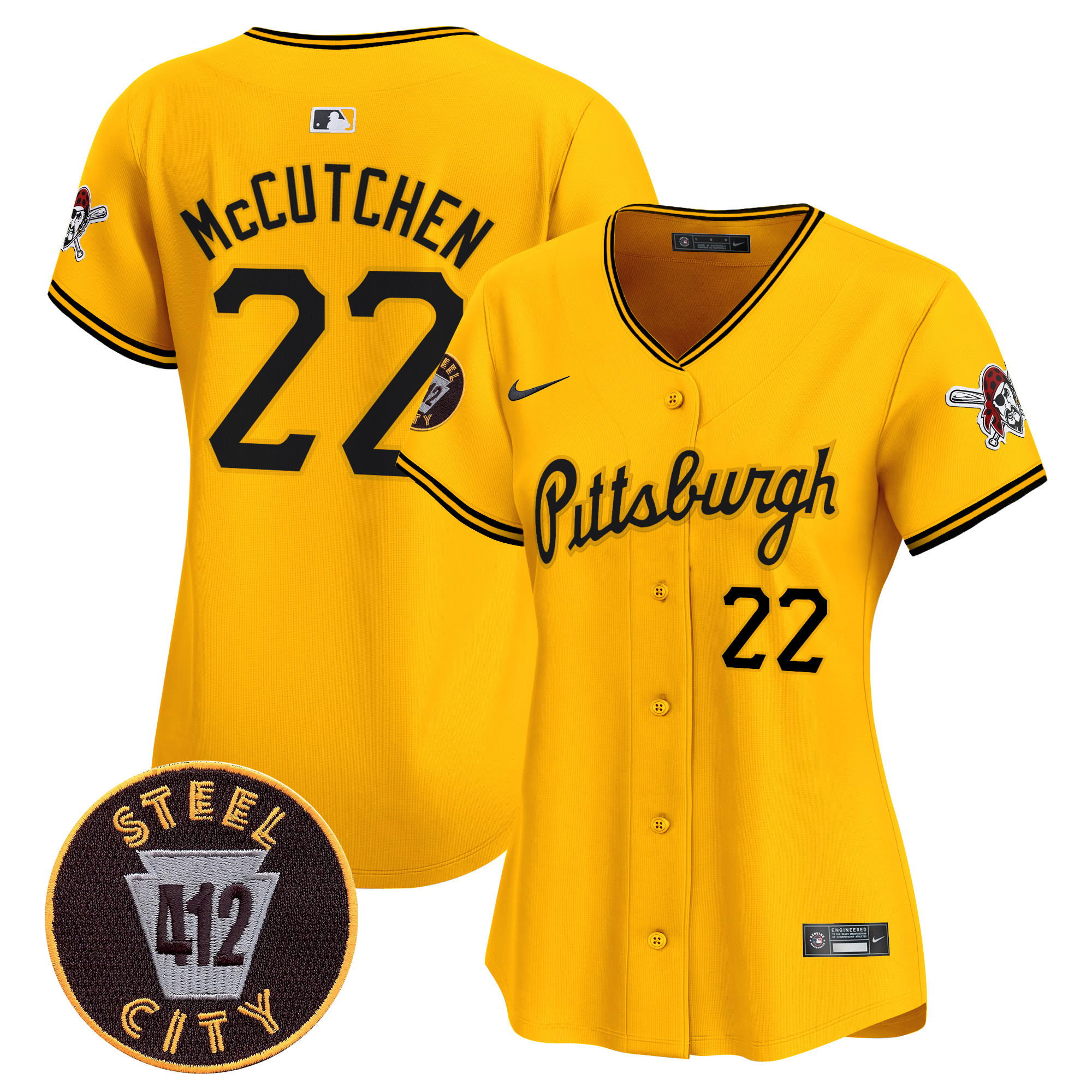 Women's Pittsburgh Pirates 412 Patch Vapor Premier Limited Jersey V4 - All Stitched