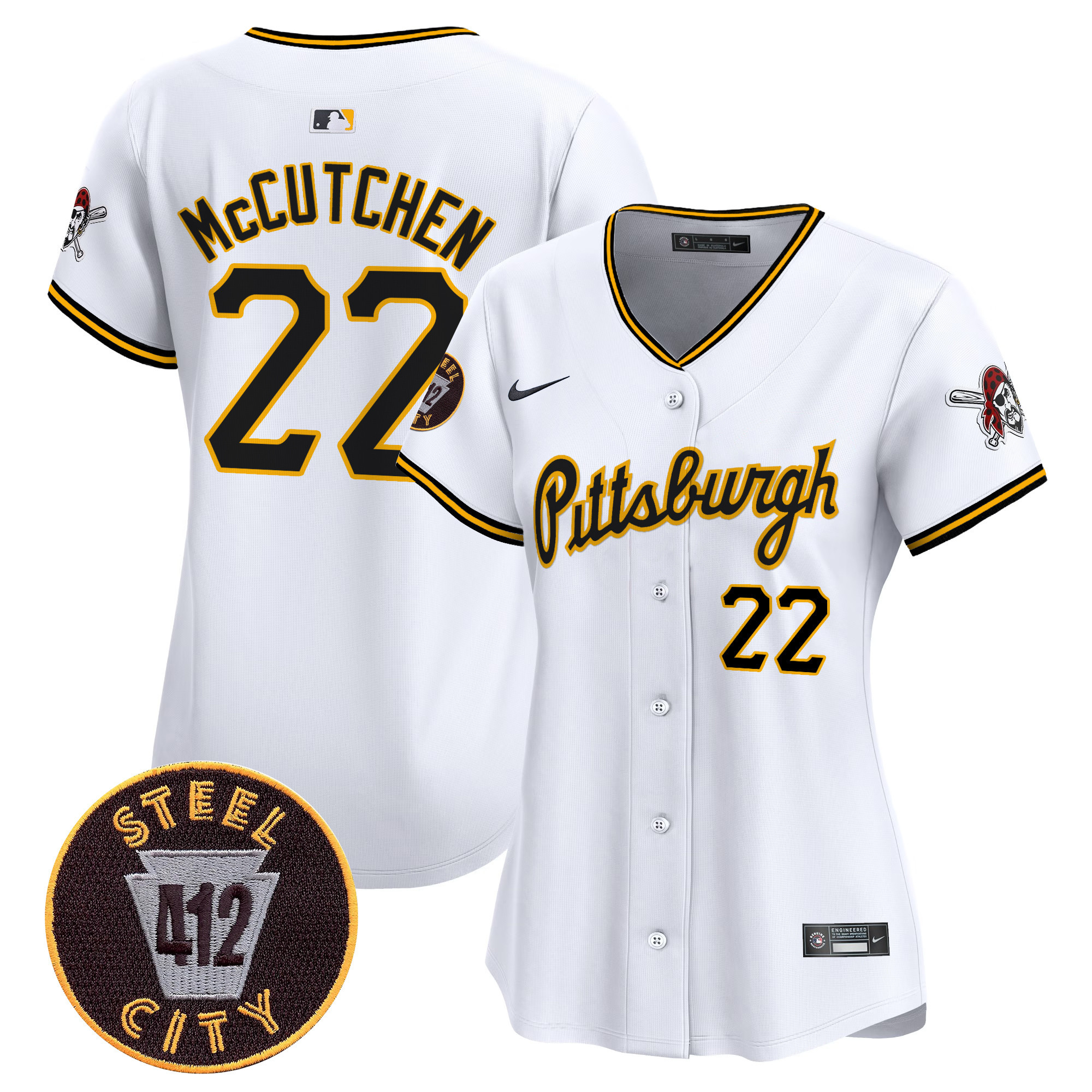 Women's Pittsburgh Pirates 412 Patch Vapor Premier Limited Jersey V4 - All Stitched