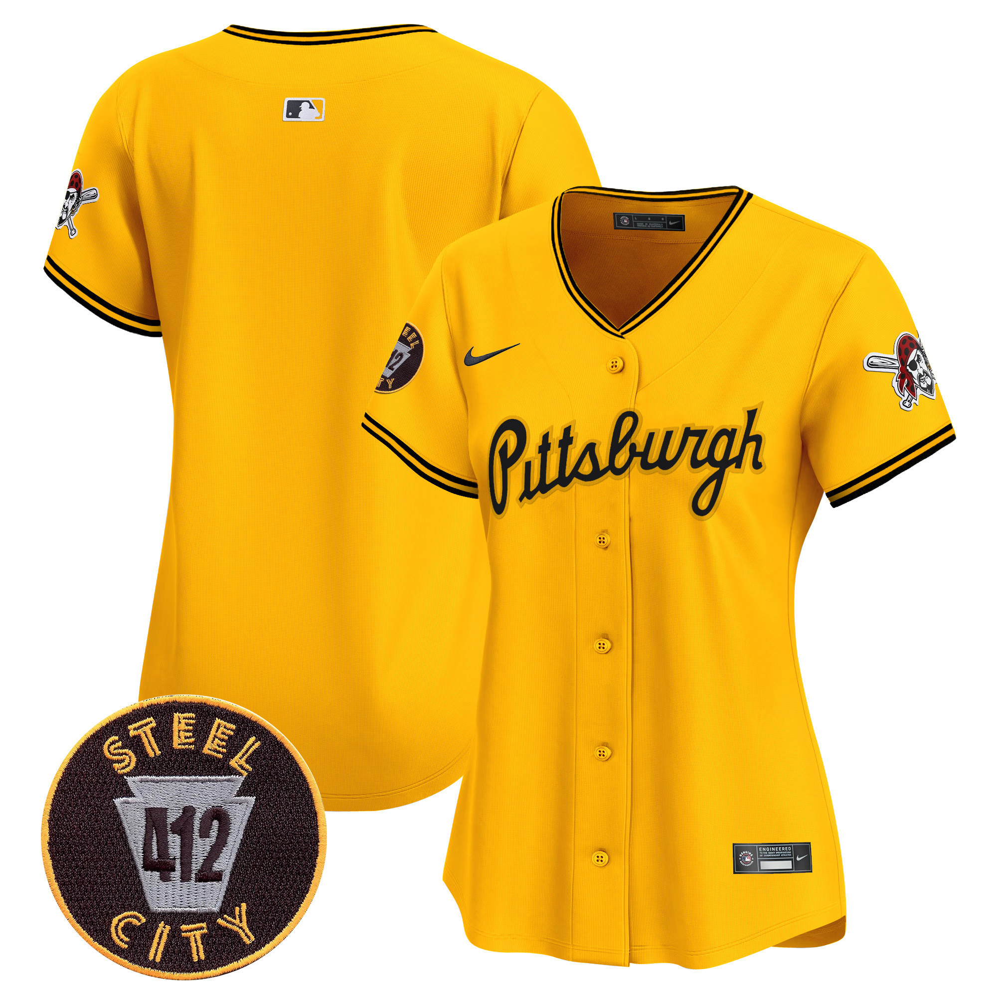 Women's Pittsburgh Pirates 412 Patch Vapor Premier Limited Jersey V4 - All Stitched