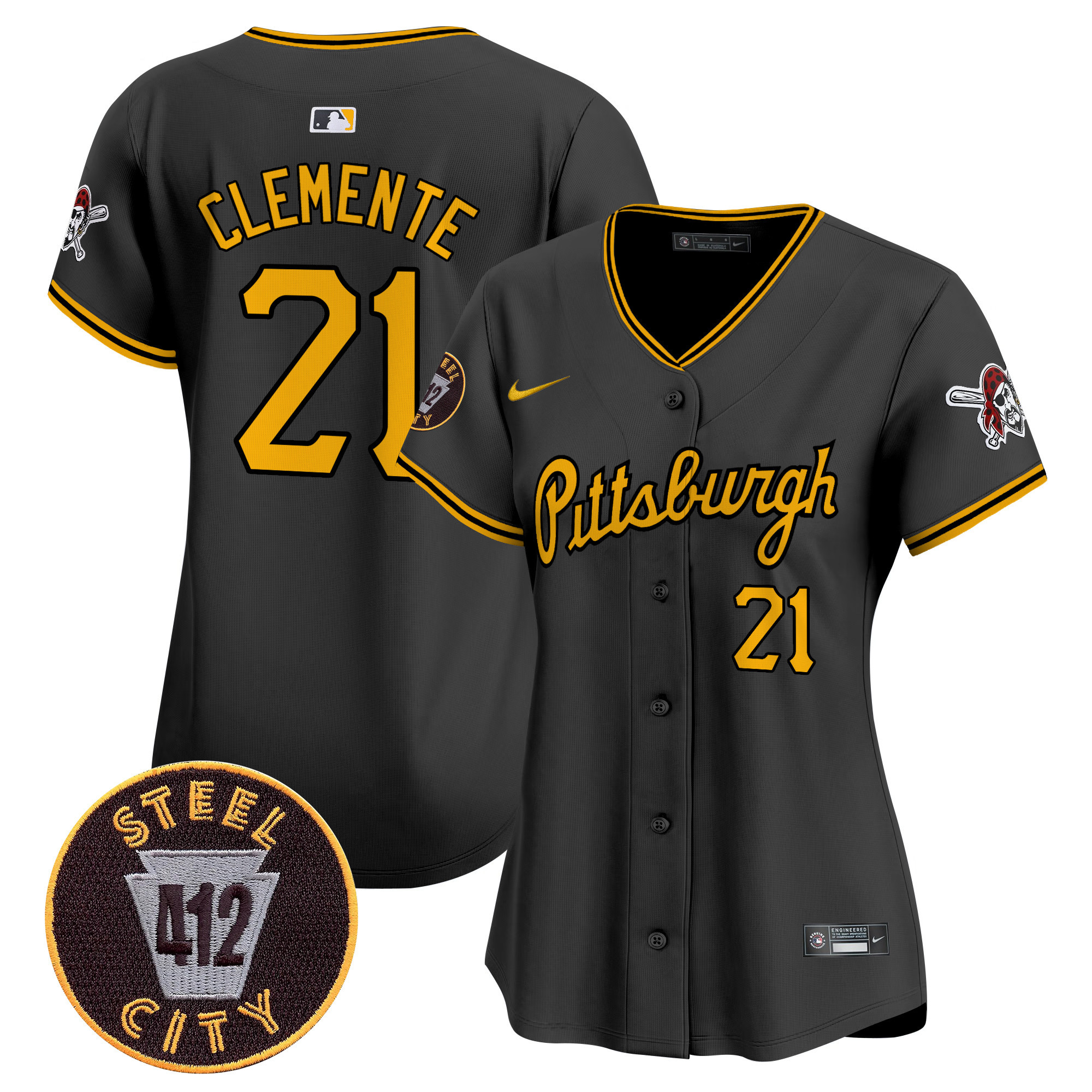 Women's Pittsburgh Pirates 412 Patch Vapor Premier Limited Jersey V4 - All Stitched