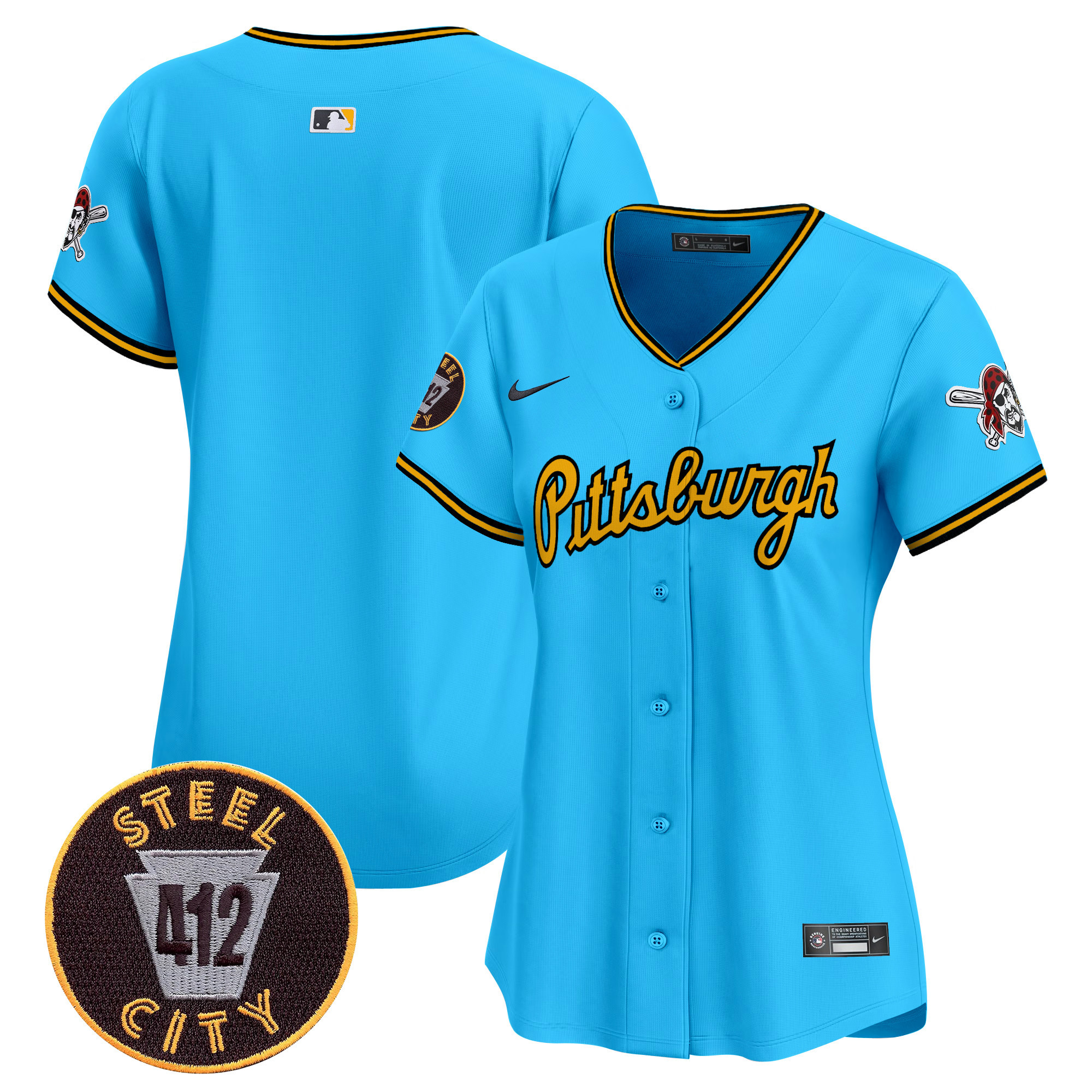 Women's Pittsburgh Pirates 412 Patch Vapor Premier Limited Jersey V4 - All Stitched