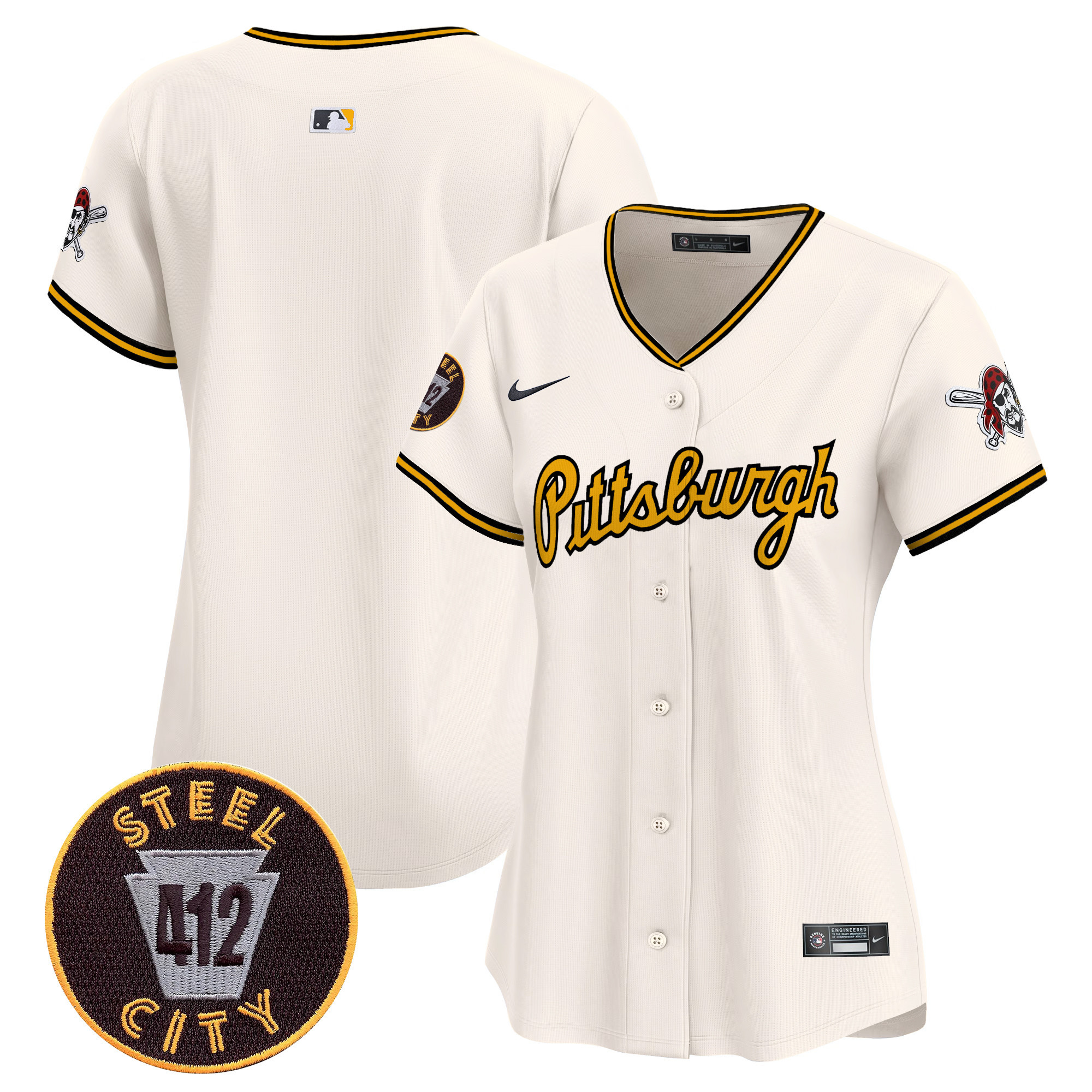 Women's Pittsburgh Pirates 412 Patch Vapor Premier Limited Jersey V4 - All Stitched