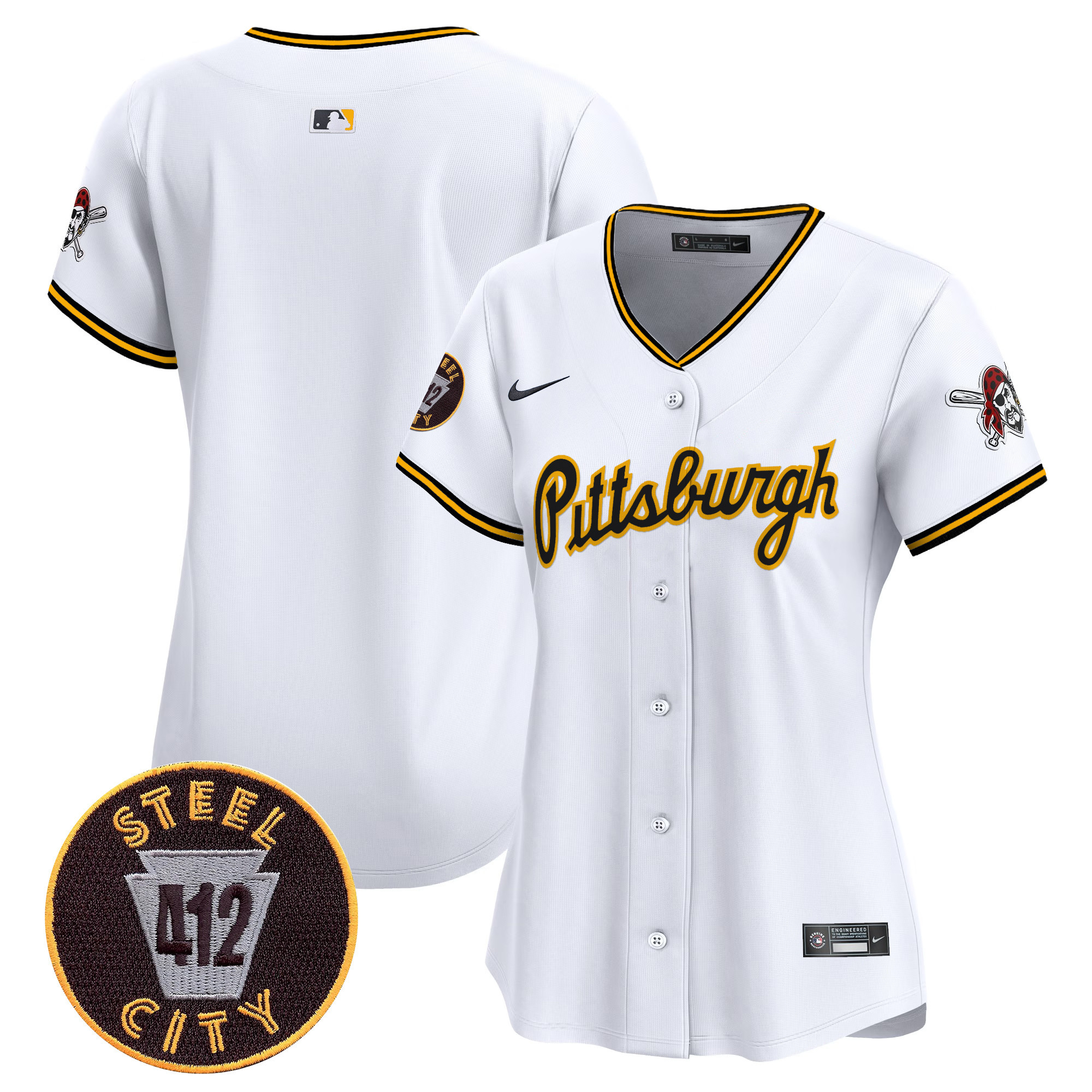 Women's Pittsburgh Pirates 412 Patch Vapor Premier Limited Jersey V4 - All Stitched