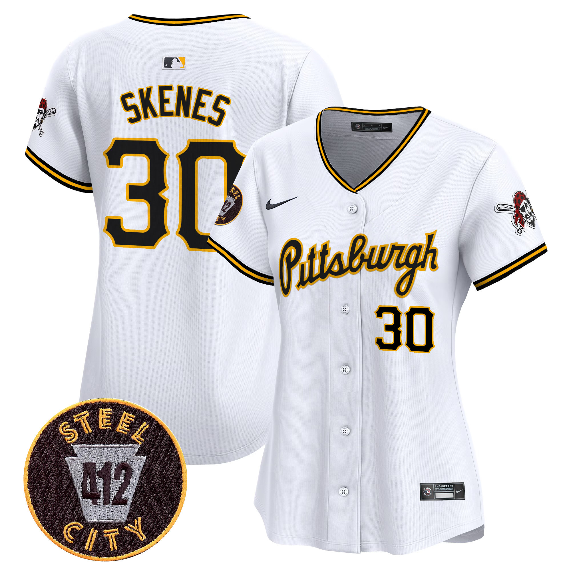 Women's Pittsburgh Pirates 412 Patch Vapor Premier Limited Jersey V4 - All Stitched