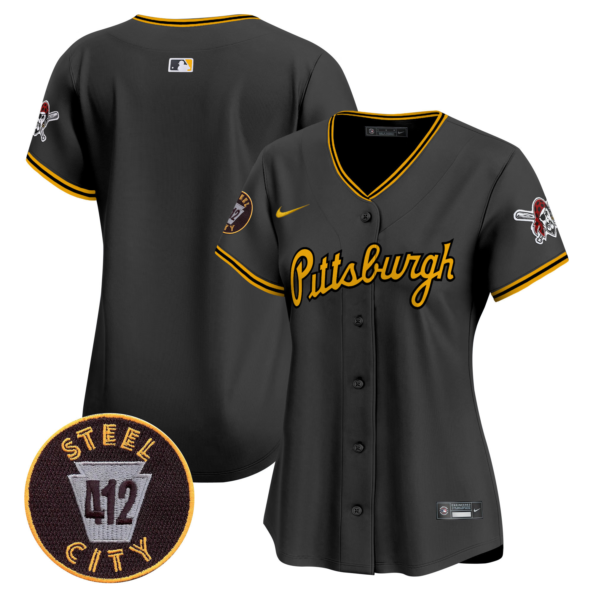 Women's Pittsburgh Pirates 412 Patch Vapor Premier Limited Jersey V4 - All Stitched