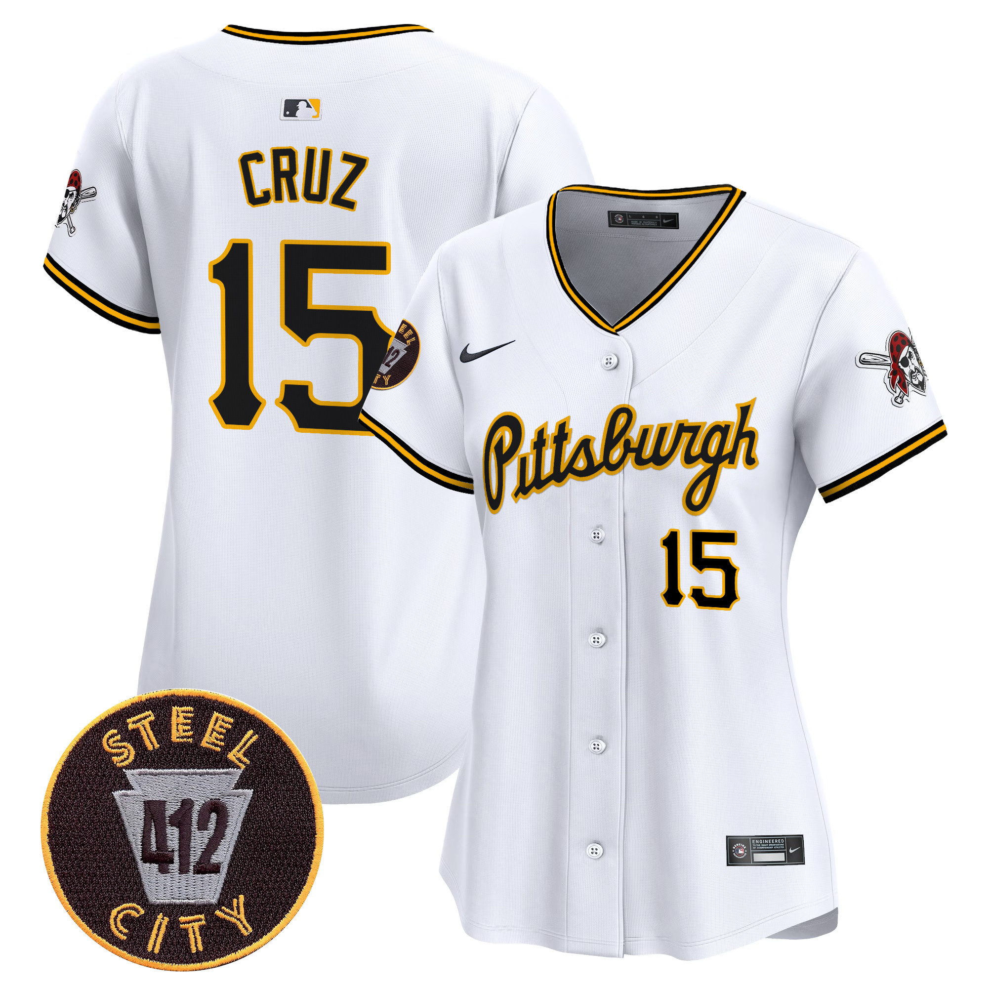 Women's Pittsburgh Pirates 412 Patch Vapor Premier Limited Jersey V4 - All Stitched