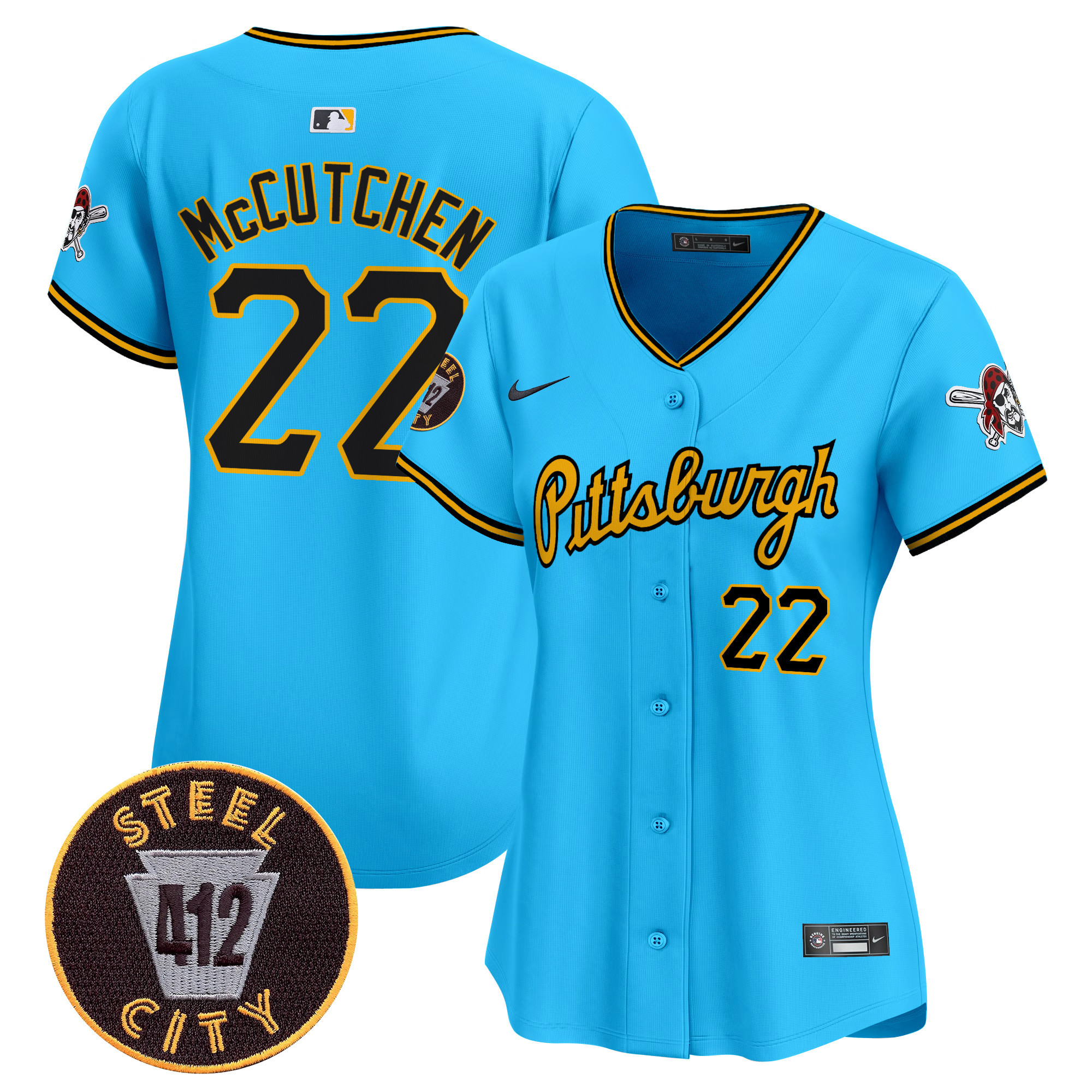 Women's Pittsburgh Pirates 412 Patch Vapor Premier Limited Jersey V4 - All Stitched