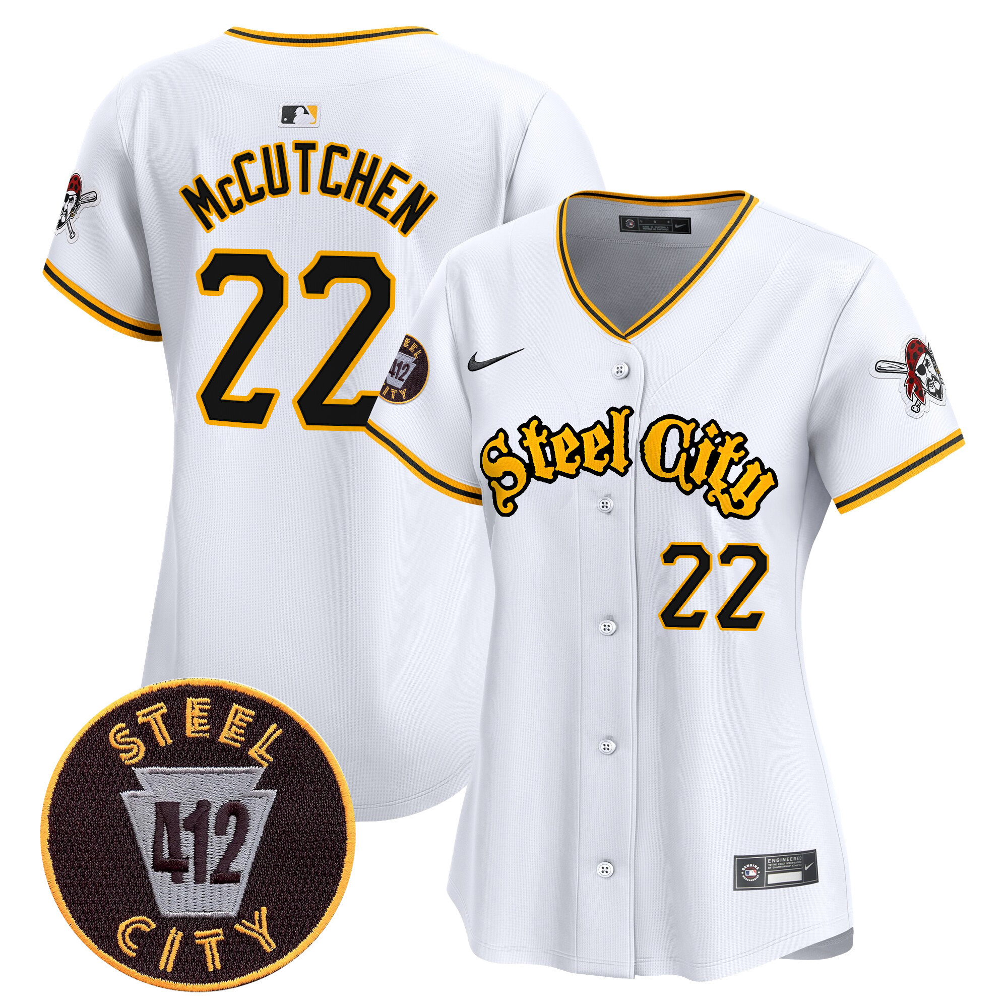 Women's Pittsburgh Pirates 412 Patch Vapor Premier Limited Jersey V5 - All Stitched
