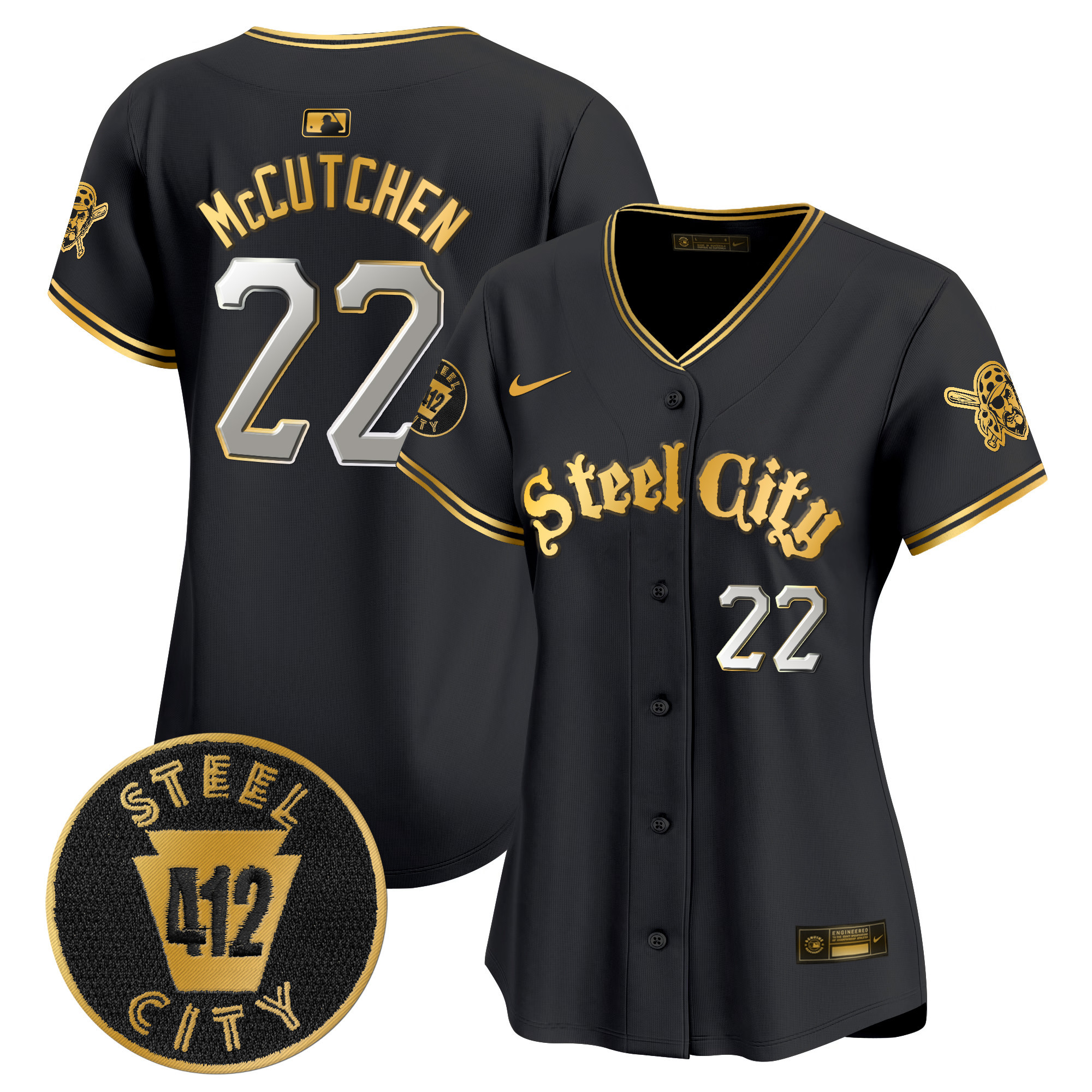 Women's Pittsburgh Pirates 412 Patch Vapor Premier Limited Jersey V5 - All Stitched