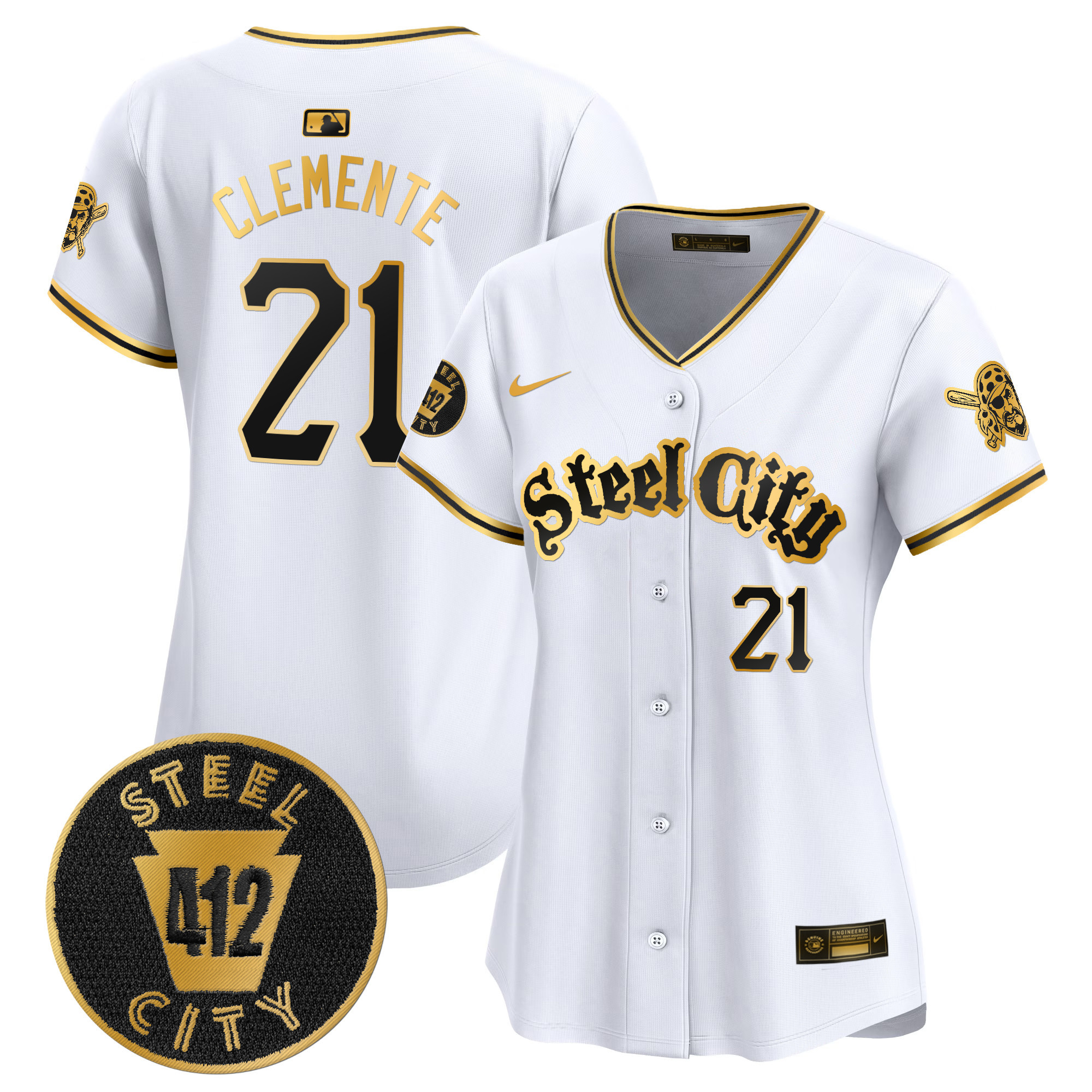 Women's Pittsburgh Pirates 412 Patch Vapor Premier Limited Jersey V5 - All Stitched
