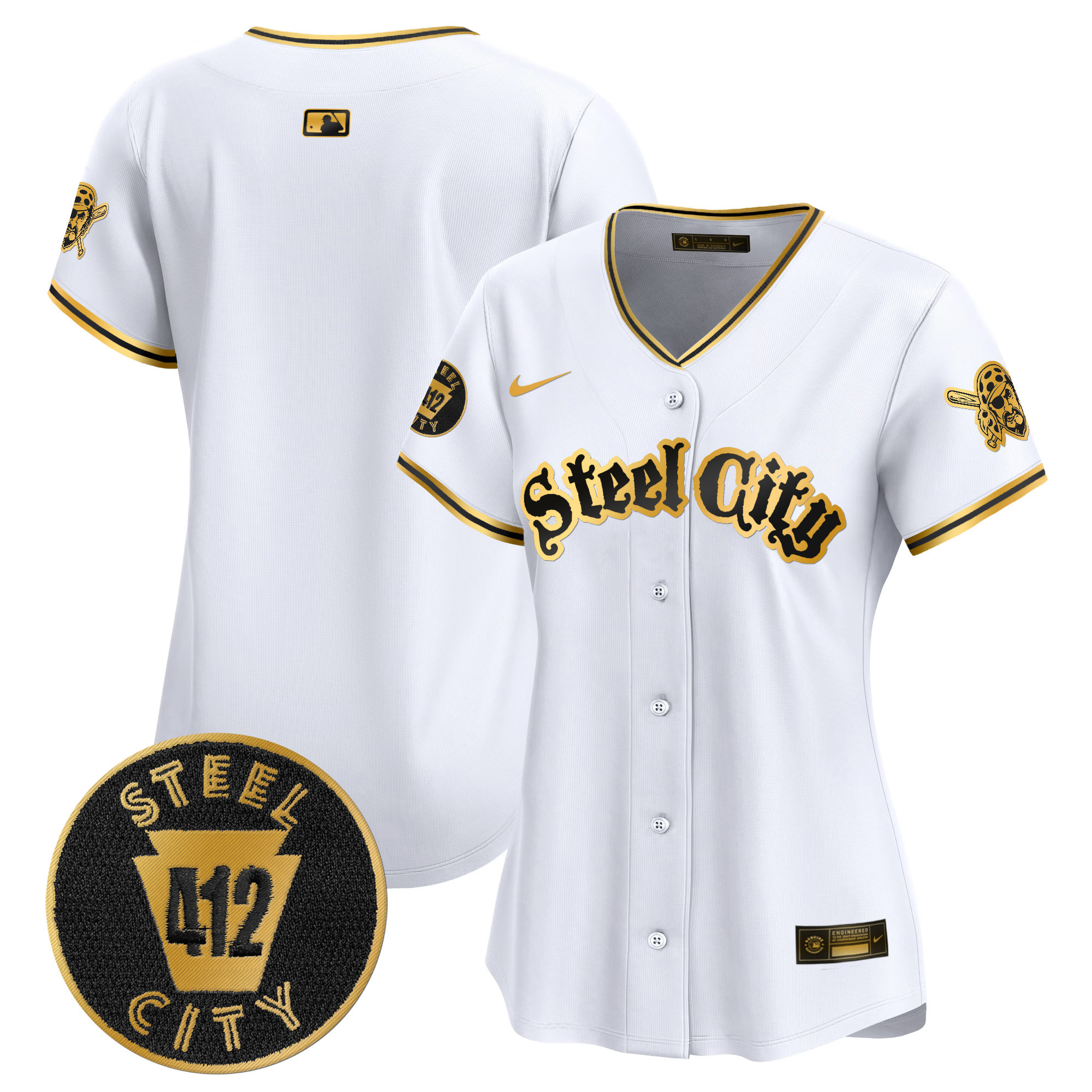 Women's Pittsburgh Pirates 412 Patch Vapor Premier Limited Jersey V5 - All Stitched