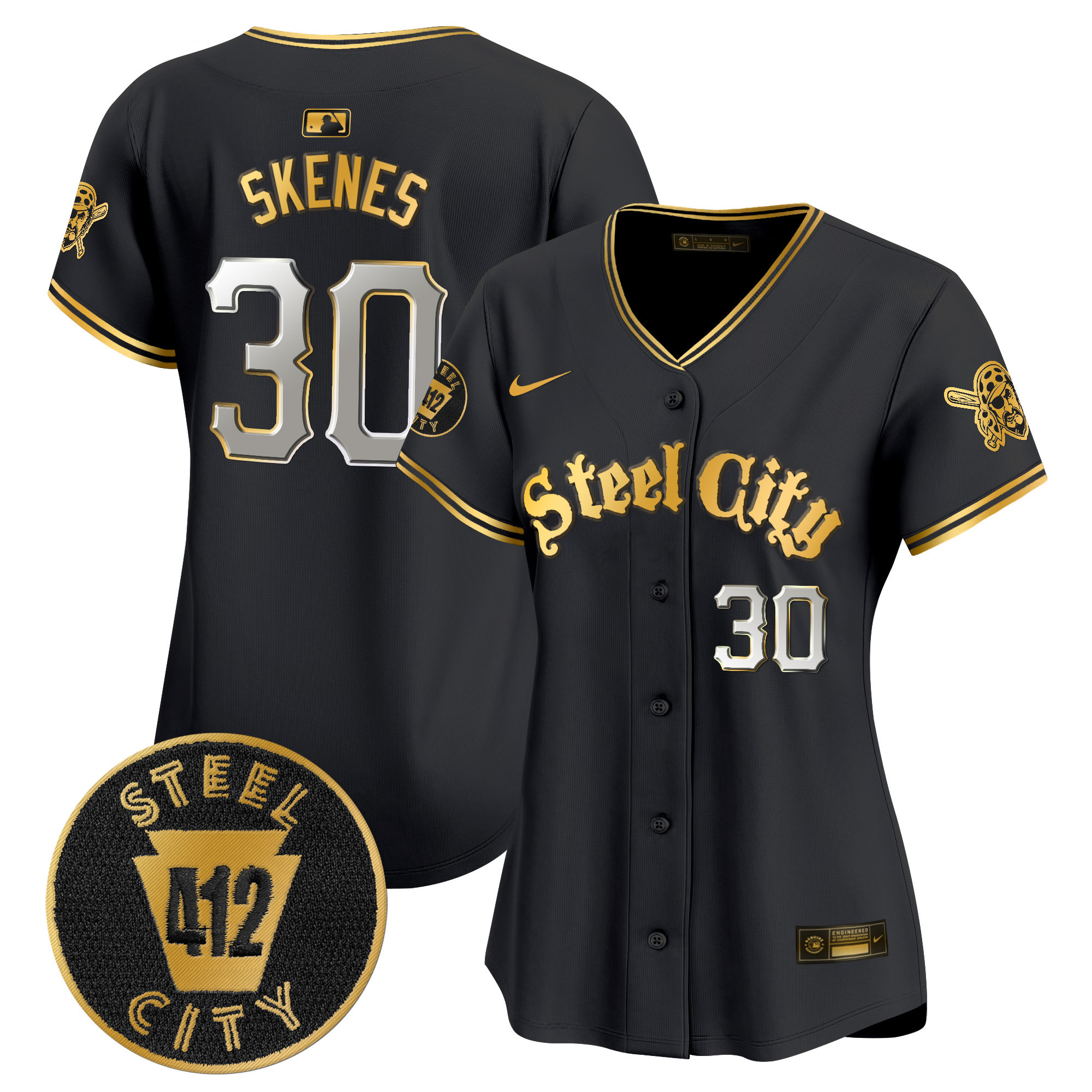 Women's Pittsburgh Pirates 412 Patch Vapor Premier Limited Jersey V5 - All Stitched