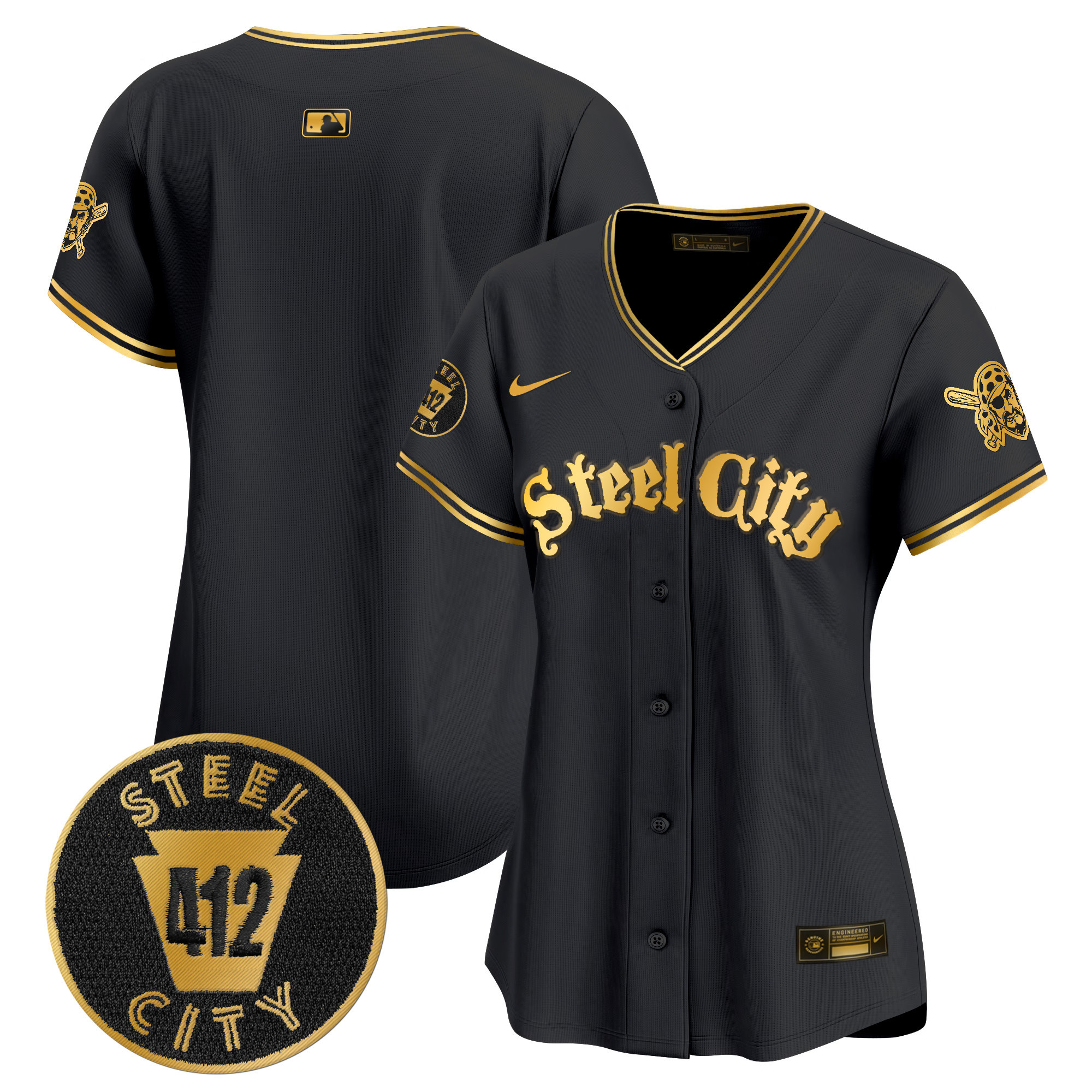 Women's Pittsburgh Pirates 412 Patch Vapor Premier Limited Jersey V5 - All Stitched
