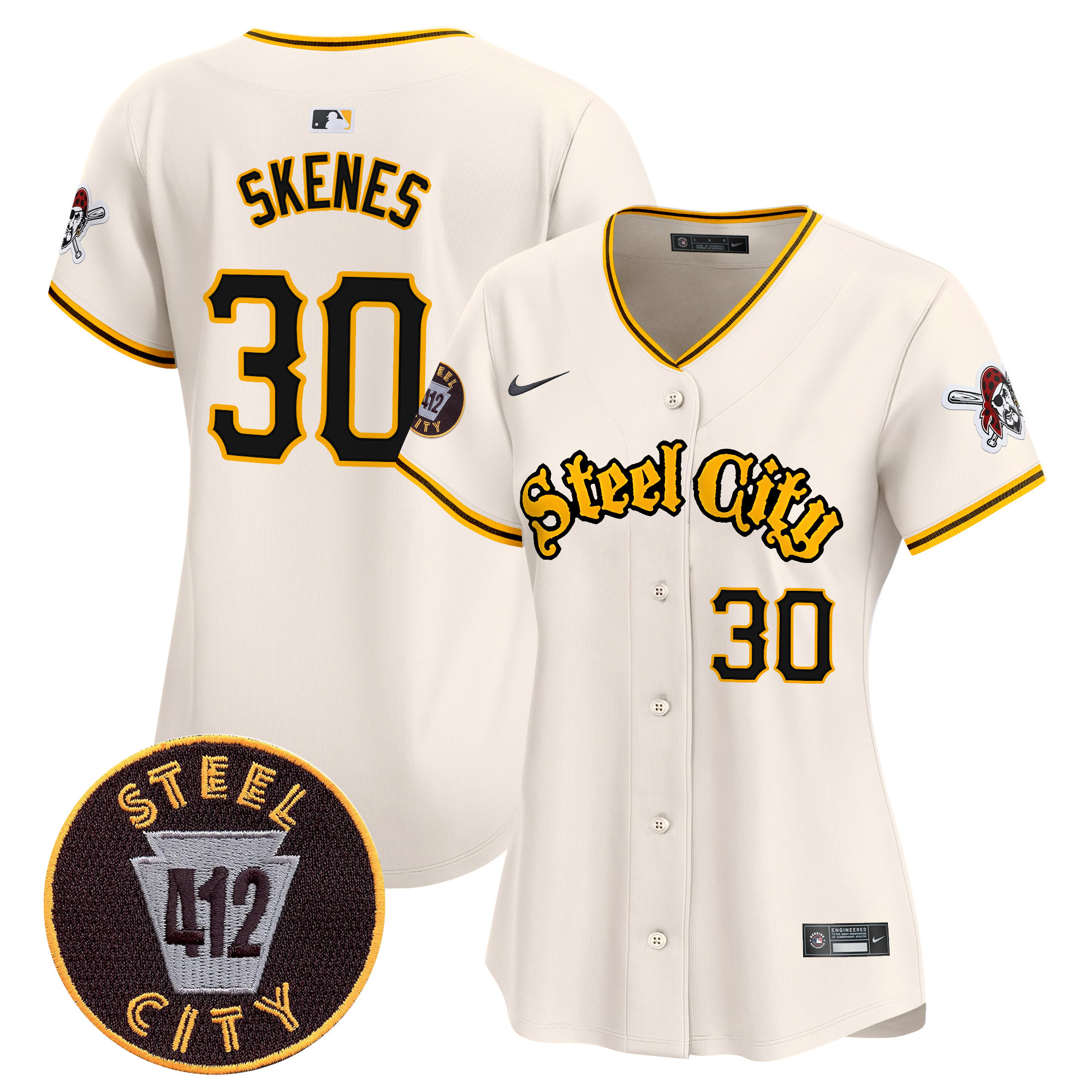 Women's Pittsburgh Pirates 412 Patch Vapor Premier Limited Jersey V5 - All Stitched